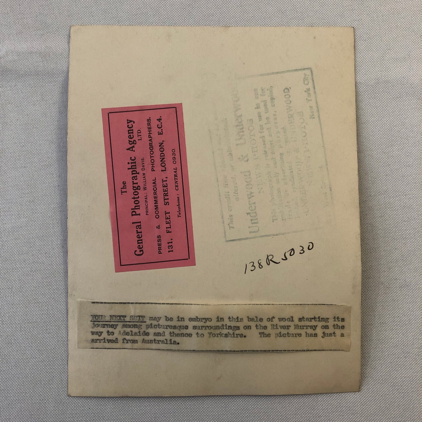 Press Photo Photograph Australia Textile Wool Factory Production Underwood Photo