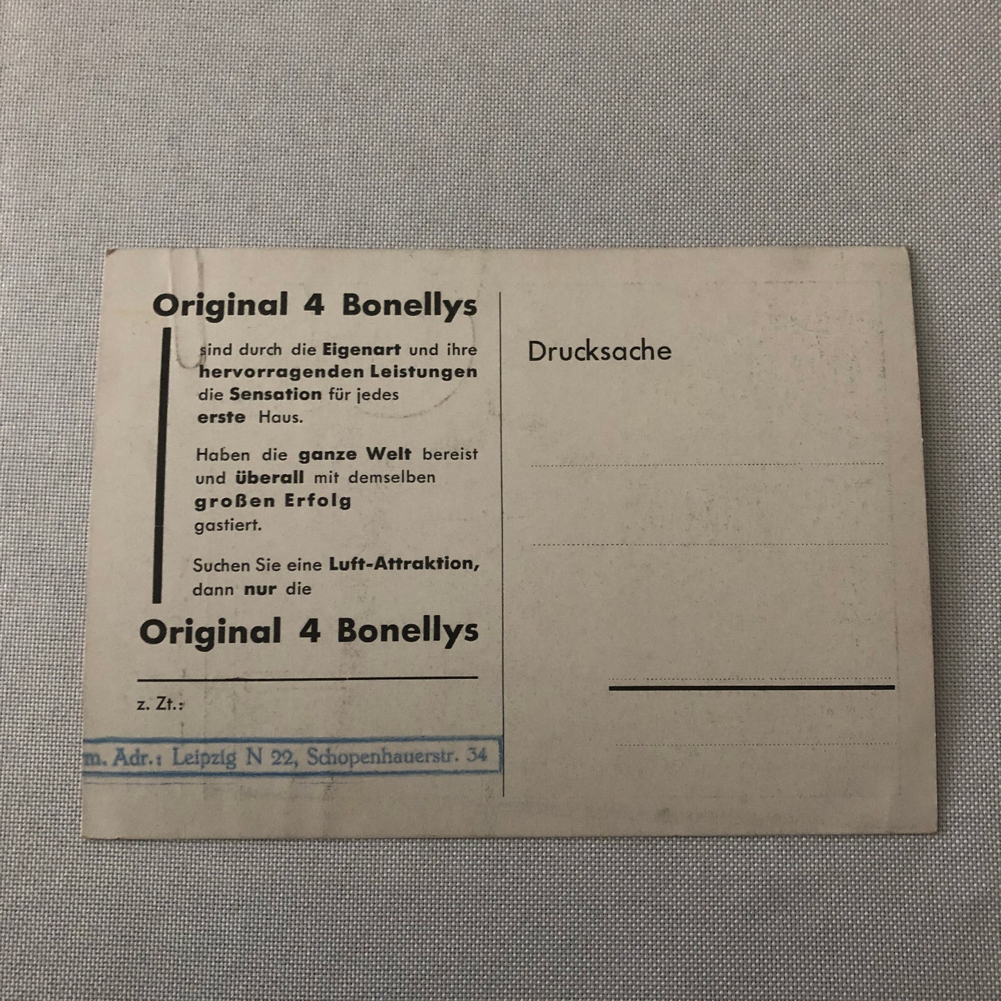 Circus Acrobat Act Postcard Post Card Vintage 4 Original Bonellys