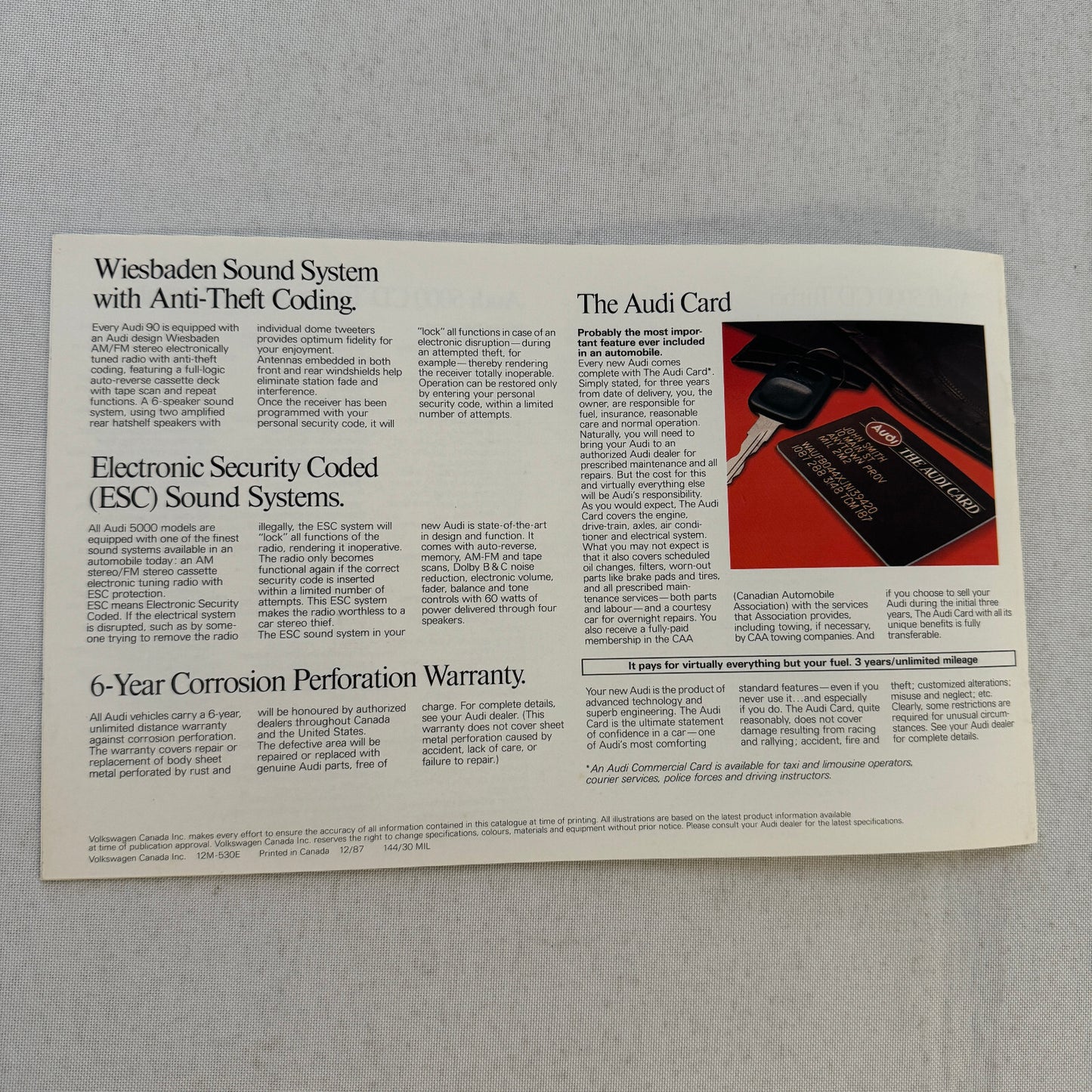 1988 Audi Car Sales Brochure Catalog 90 Quattro 5000 5000S Avant 5000CD 5000 CD