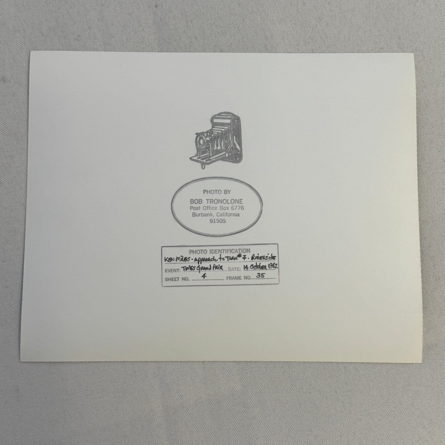 Vintage Racing Photo Photograph Ken Miles Riverside 1962 Grand Prix Modern Print