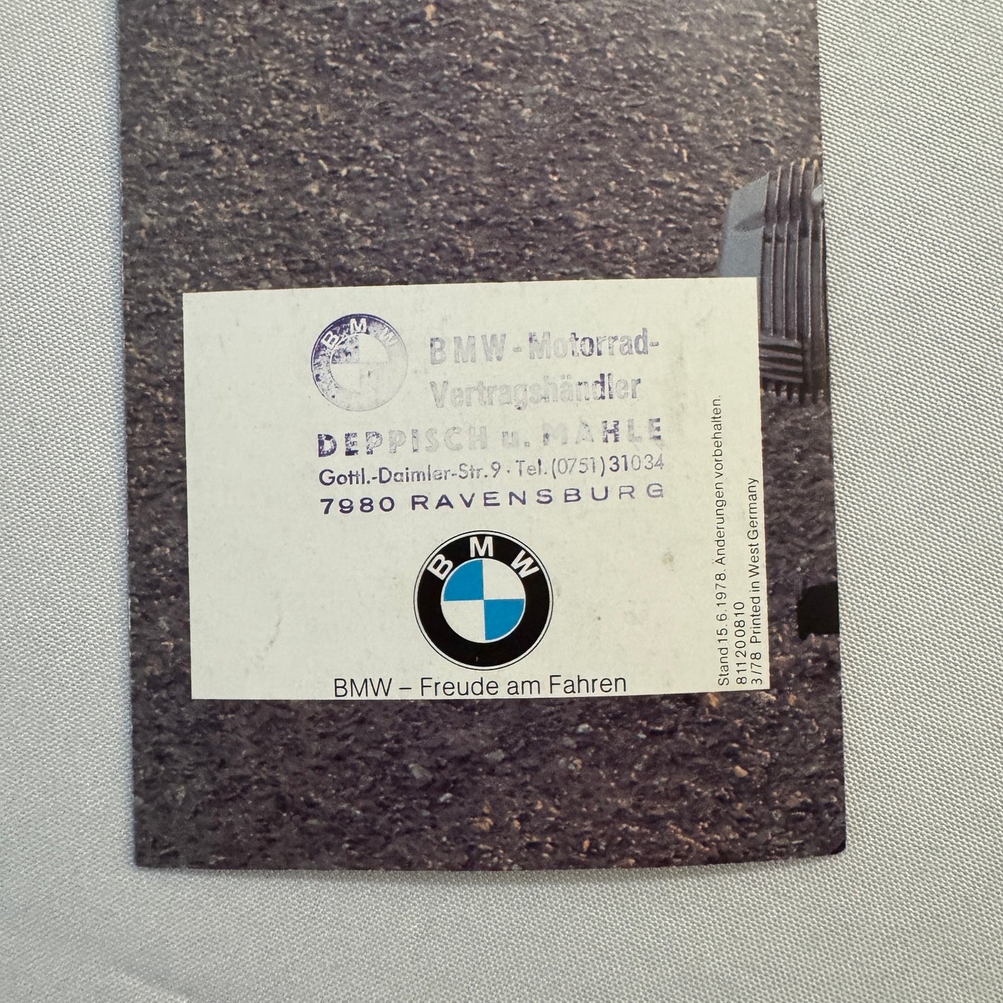 1978 BMW Motorcycle Price and Options Brochure Catalog R65 R100 R80 R45 GERMAN