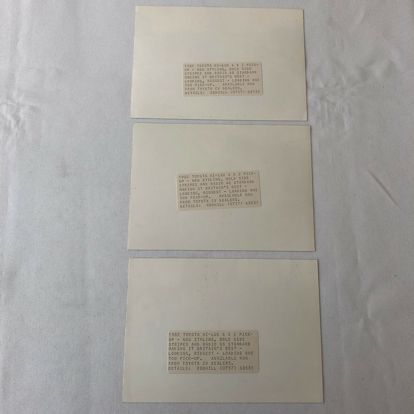 Vintage 1982 Toyota Hilux 4x2 Pickup Truck Press Photo Photograph Lot of 3