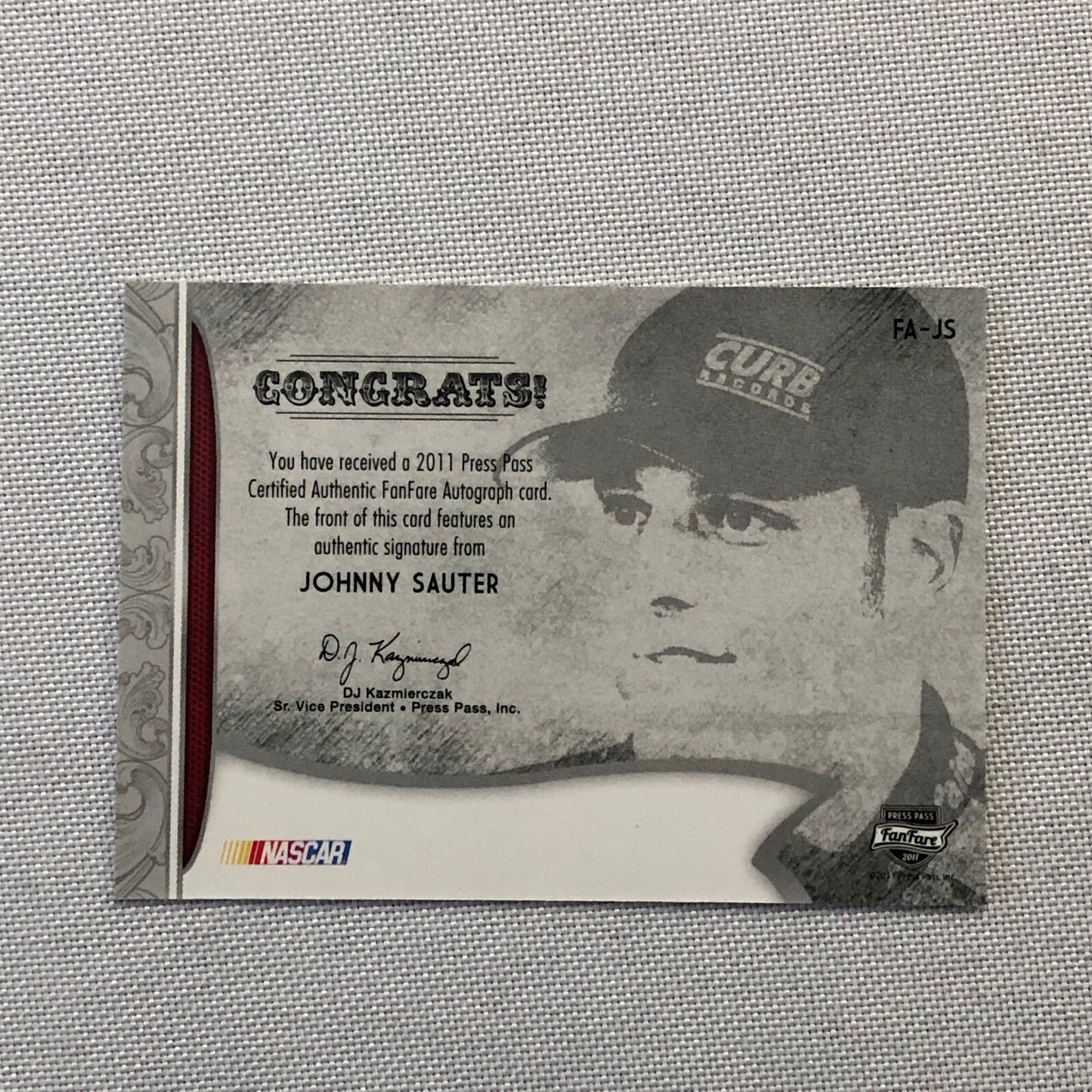2011 Press Pass Fanfare Autographs Johnny Sauter Auto Autograph Signed Nascar