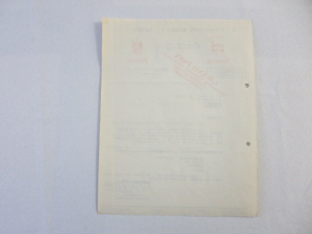 1947 Kaiser Frazer Belgian Distributor Dealer Letter Letterhead Document