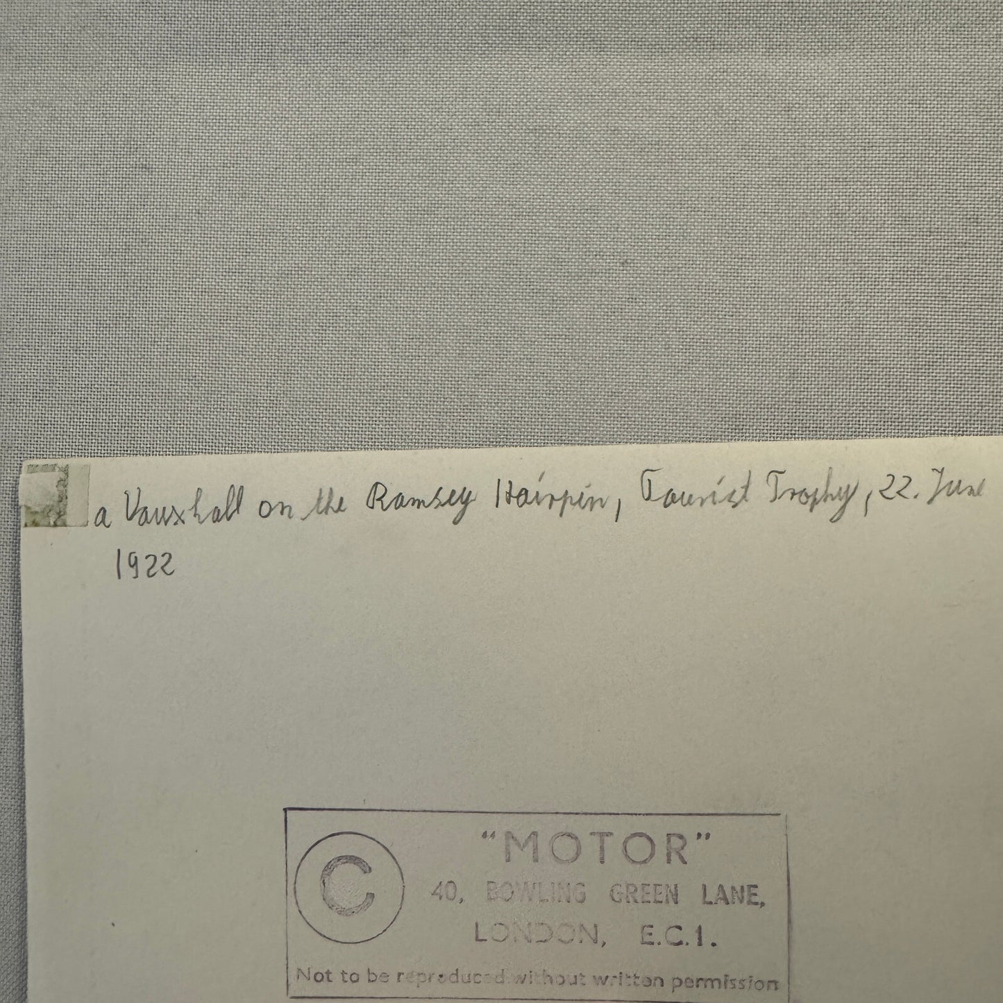 1922 Tourist Trophy TT Race Racing Photo Photograph Vintage Vauxhall Car