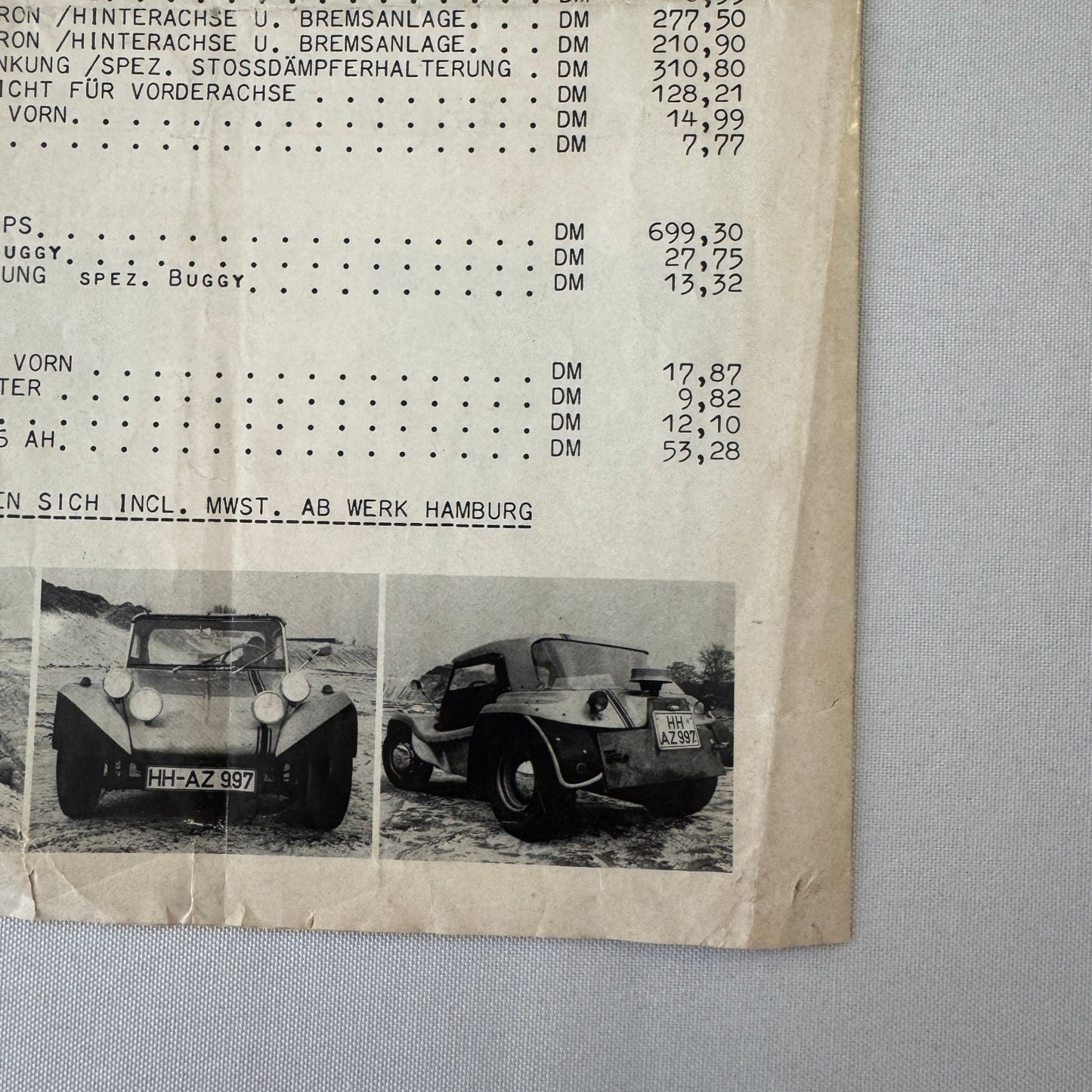 Haz Buggy Dune Buggy Vintage Brochure Flyer Advertisement Ephemera Car GERMAN