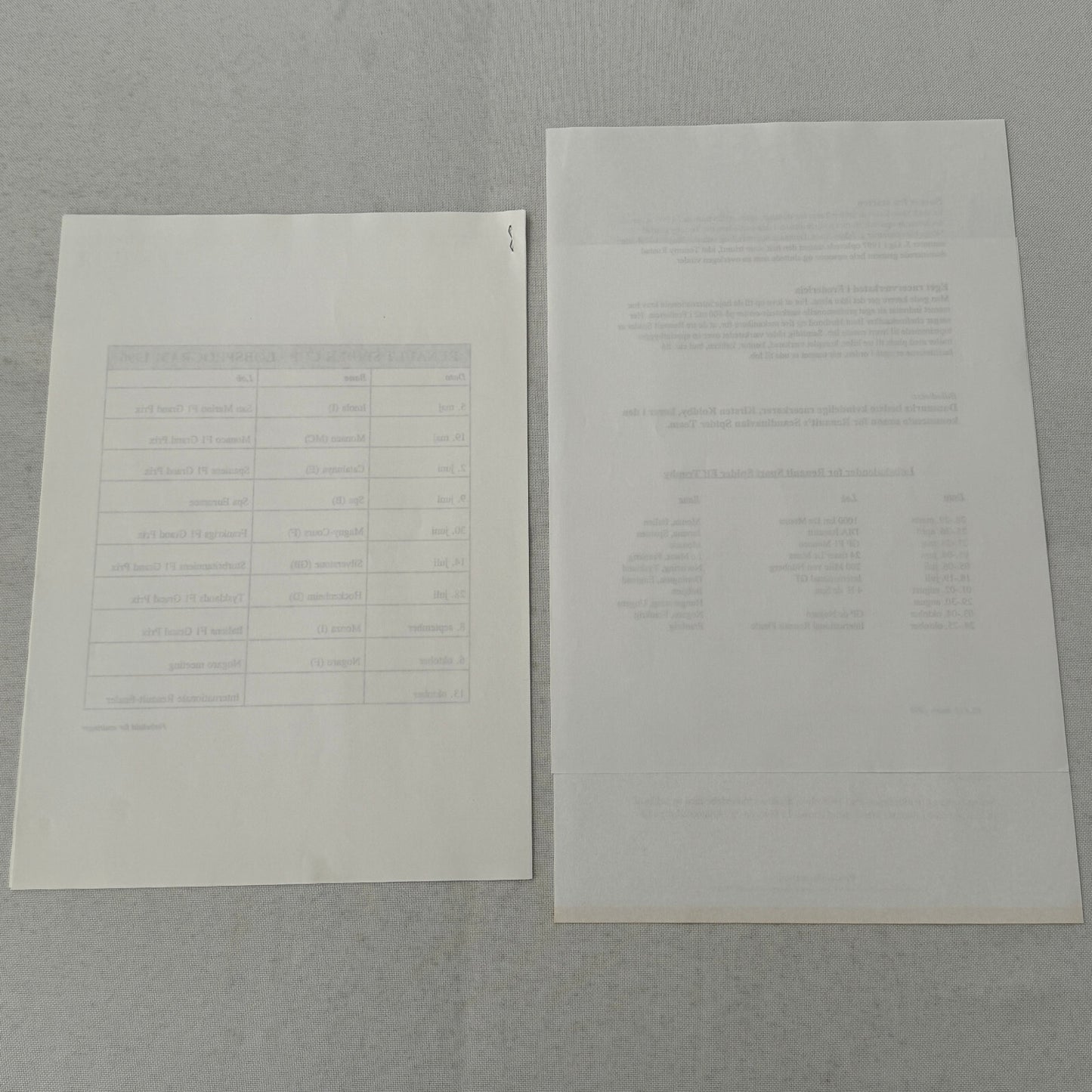 Renault Spider Racing Team Press Kit 35mm Photo Slides German Text