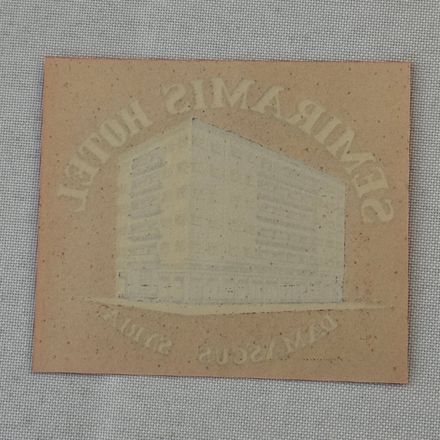 Vintage Hotel Travel Label Semiramis Hotel Damascus Syria Syrian