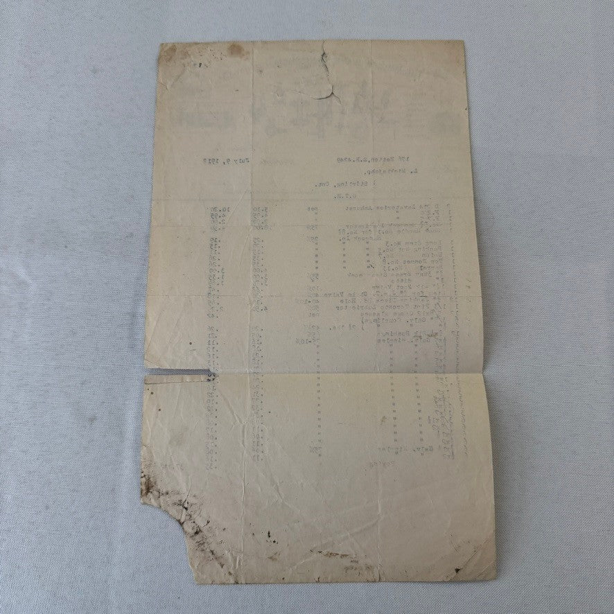 1912 Vintage Receipt Document James Morrison Brass Manufacturing Company