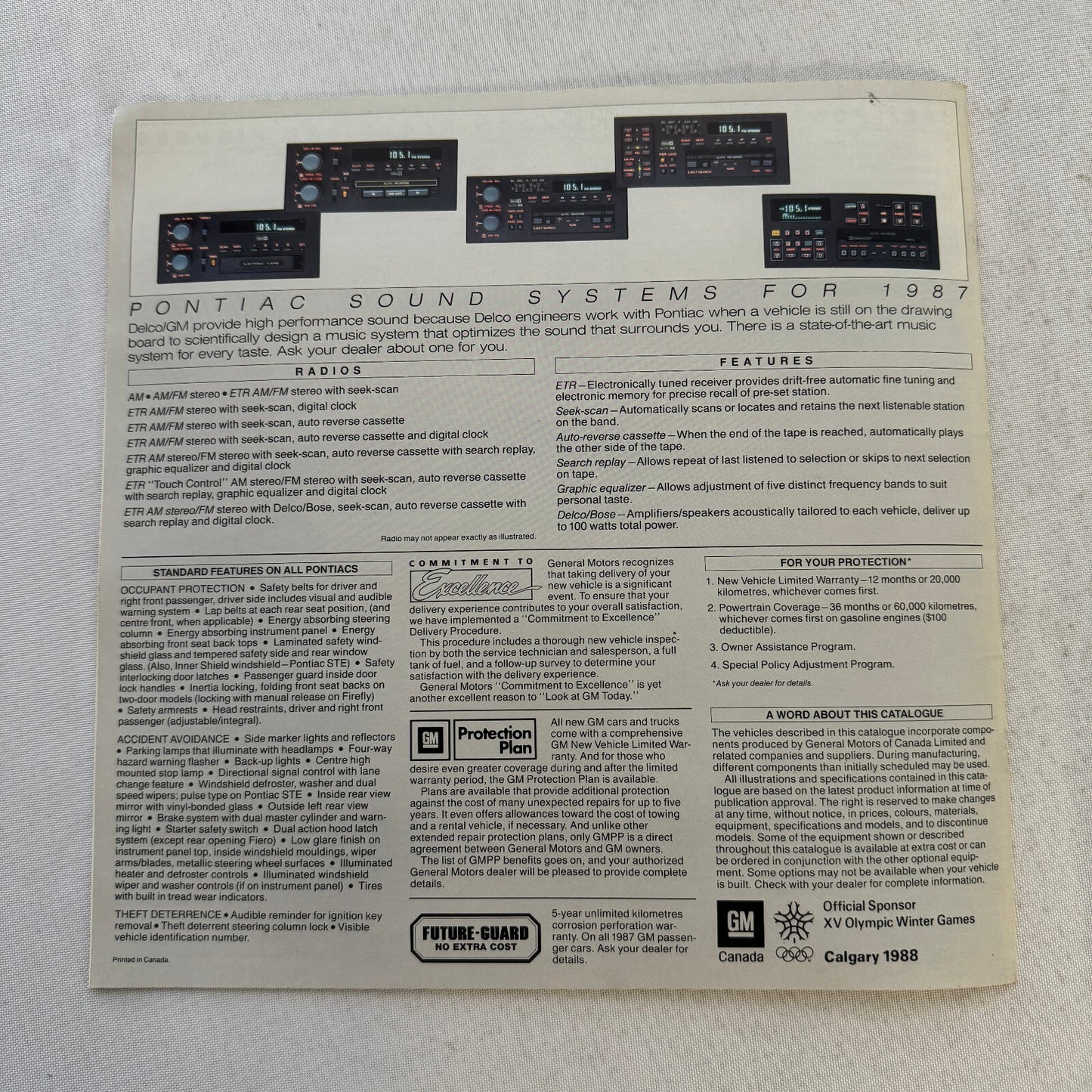 1987 Pontiac Car Sales Brochure Catalog Bonneville Grand Prix 6000 Safari Wagon