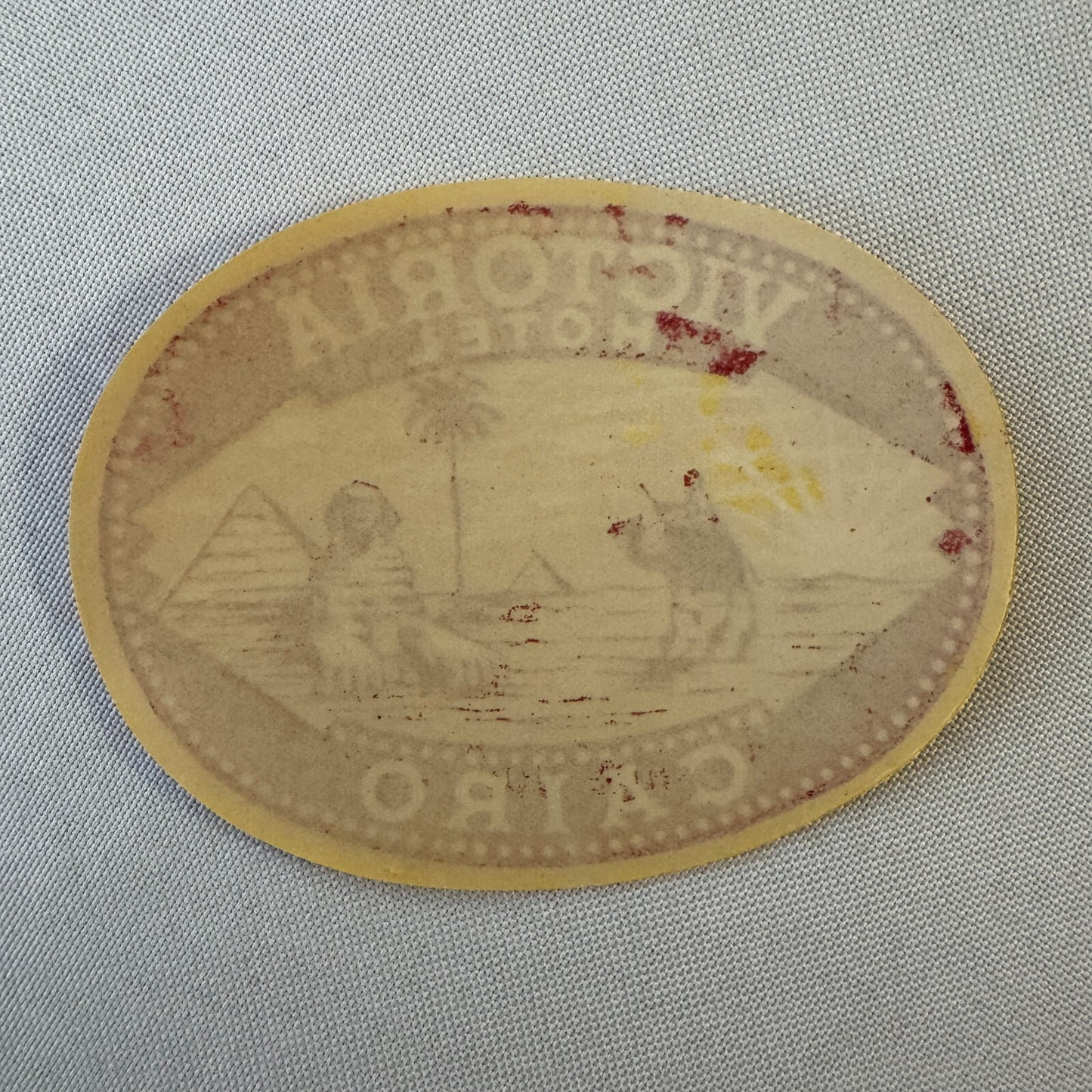 Vintage Hotel Travel Luggage Label Victoria Hotel Cairo Egypt Egyptian