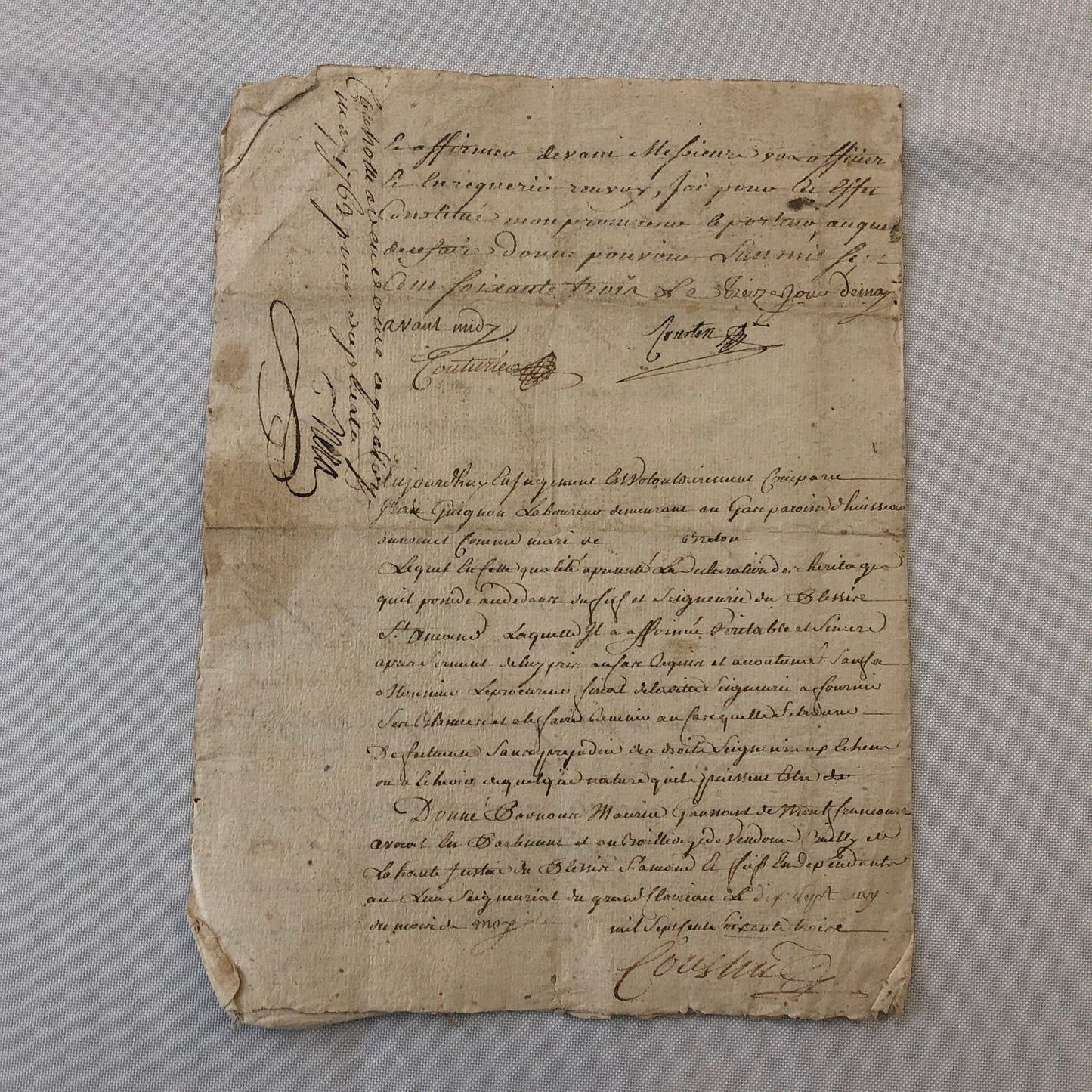 Antique Hand Written French Document Dated 1763 Beautiful Early Letter