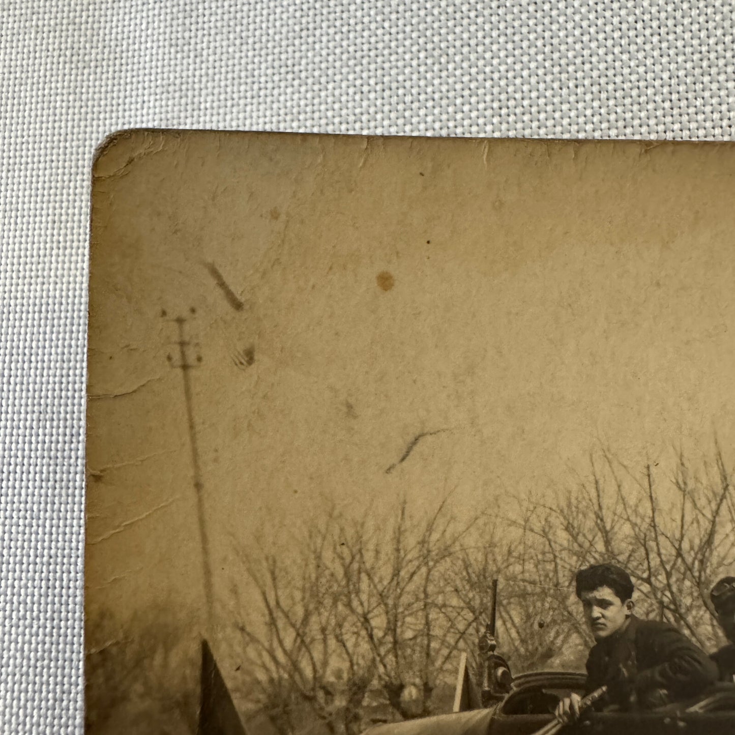 Vintage Italian Real Photo Postcard Post Card RPPC Automobile People Car Bicycle