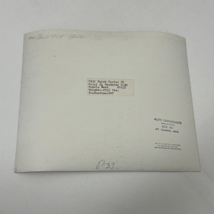 Vintage 1931 Buick Series 50 Model 54 Roadster Photo Photograph Modern Print