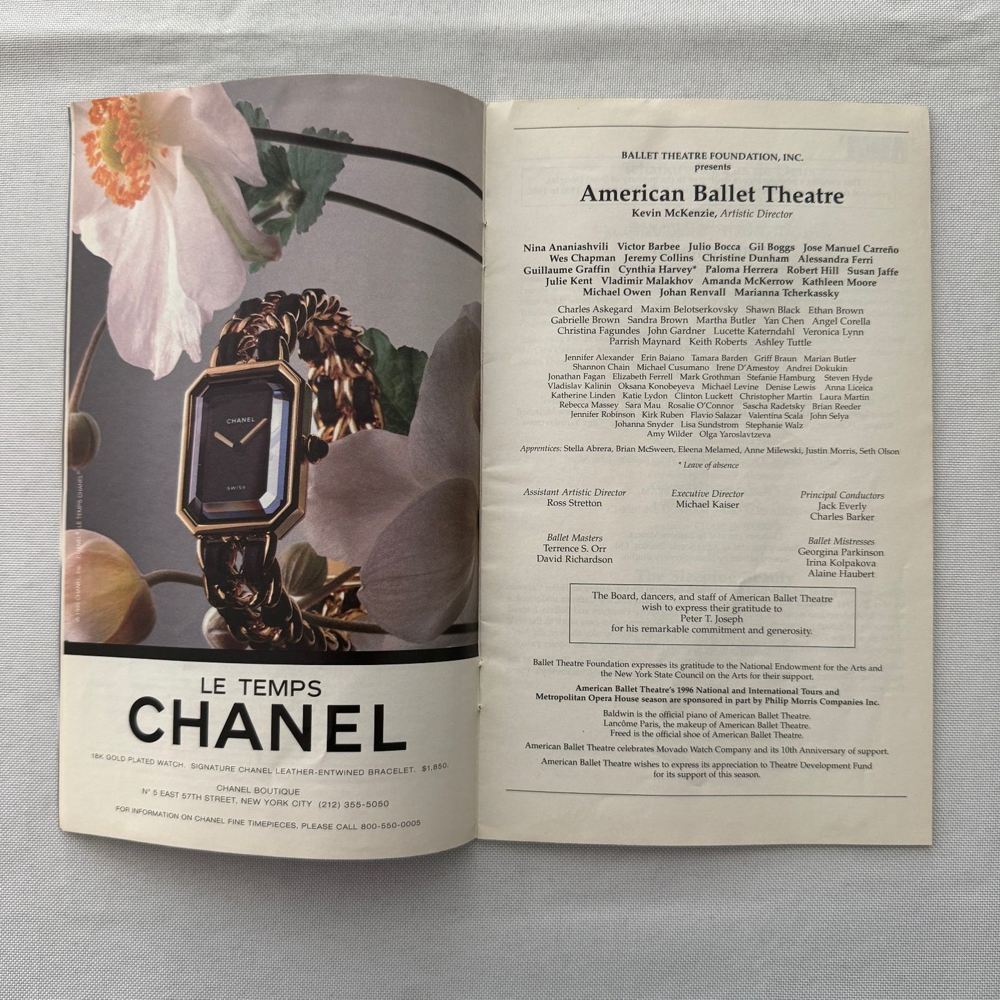 American Ballet Theatre Stagebill Playbill Program Signed Jose Manuel Carreno 96