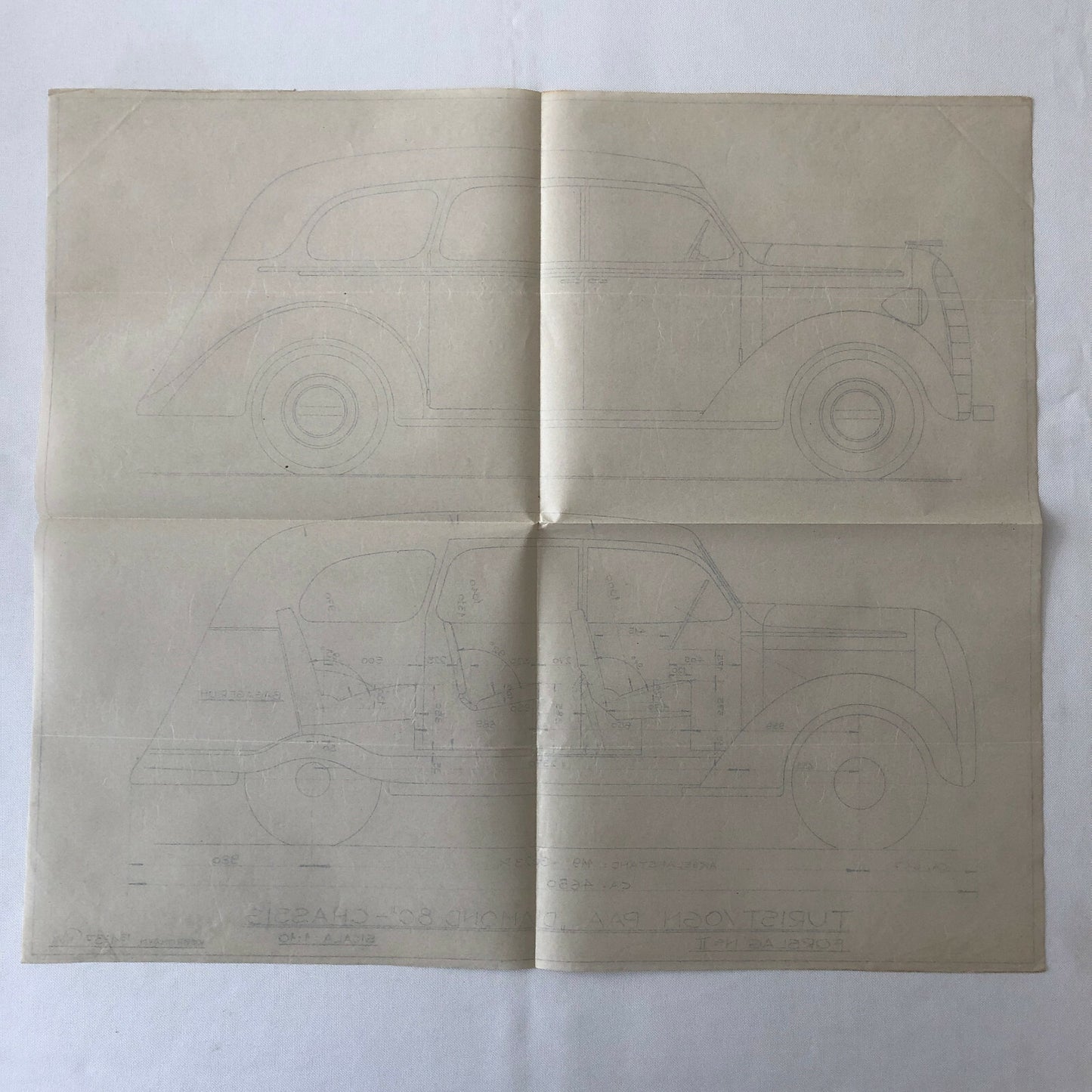 1937 Coachbuilder Car Design Blueprint Rendering Blue Print 4-door Sedan