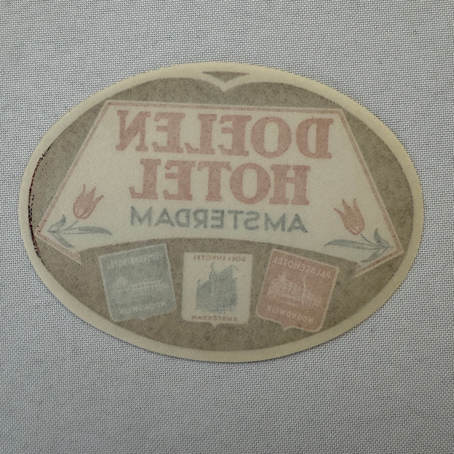 Vintage Hotel Travel Luggage Label Doelen Hotel Amsterdam Holland Dutch
