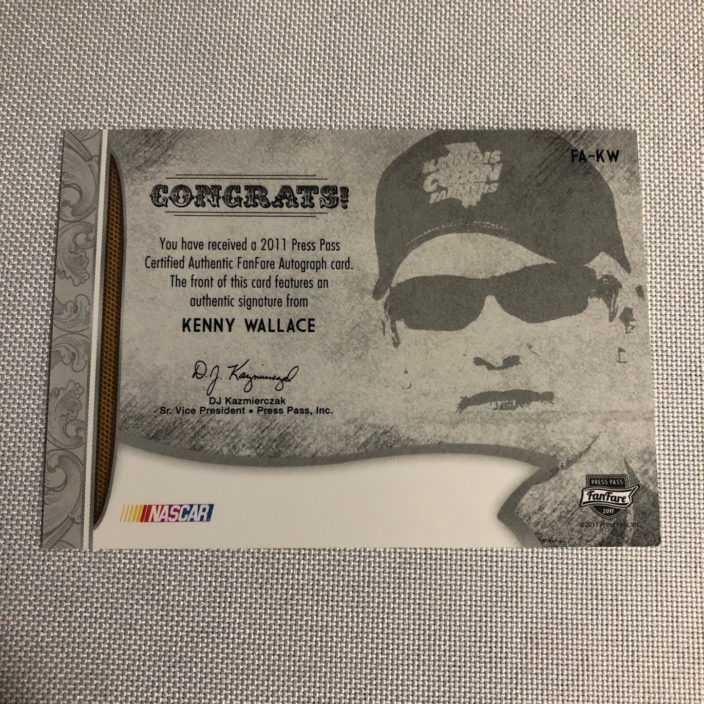 2011 Press Pass Fanfare Autograph Kenny Wallace Signed Signature Auto NASCAR