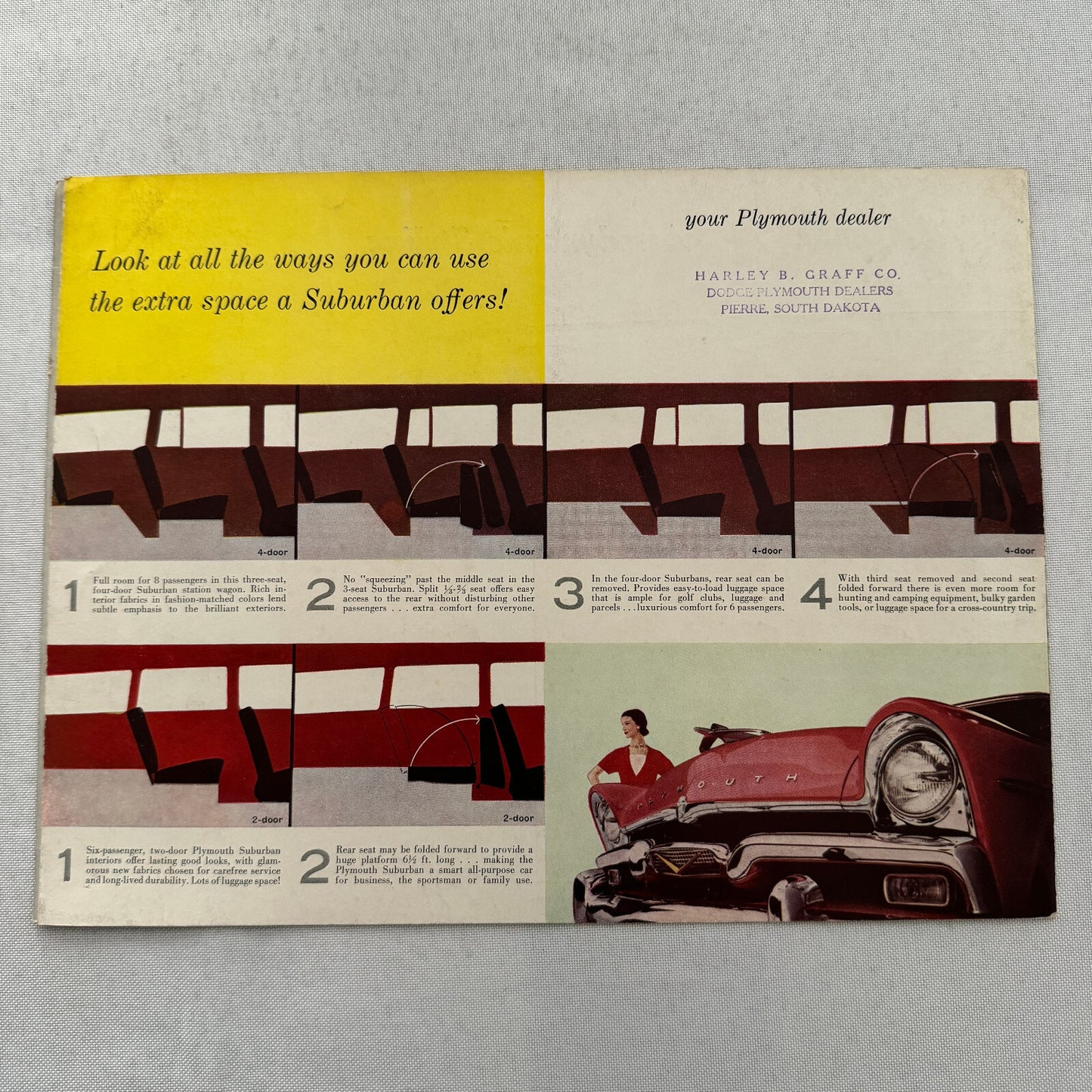 1956 Plymouth Suburban Station Wagon Sales Brochure Sport Custom De Luxe
