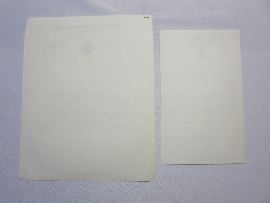 1964 Royal Automobile Club Letter Letterhead to Joseph Lowrey Journalist RAC