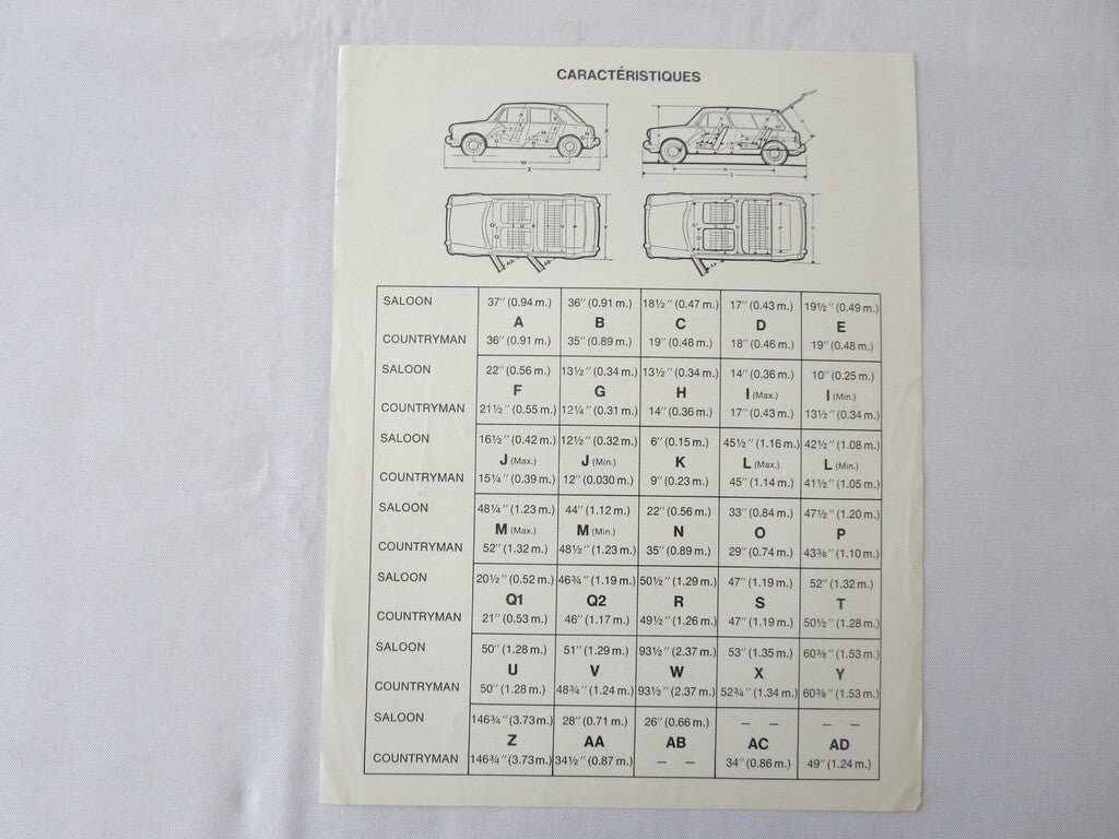 1960s Austin 1100 MK II Sales Sheet Brochure MKII FRENCH Canadian