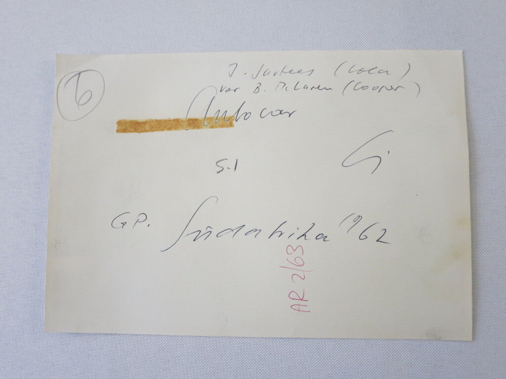 Vintage Racing Photo Photograph John Surtees Bruce McLaren 1962 South Africa