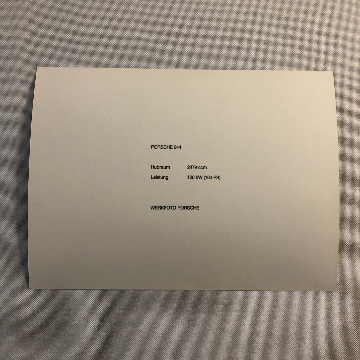 Vintage Porsche 944 Factory Press Photo Photograph Werkfoto