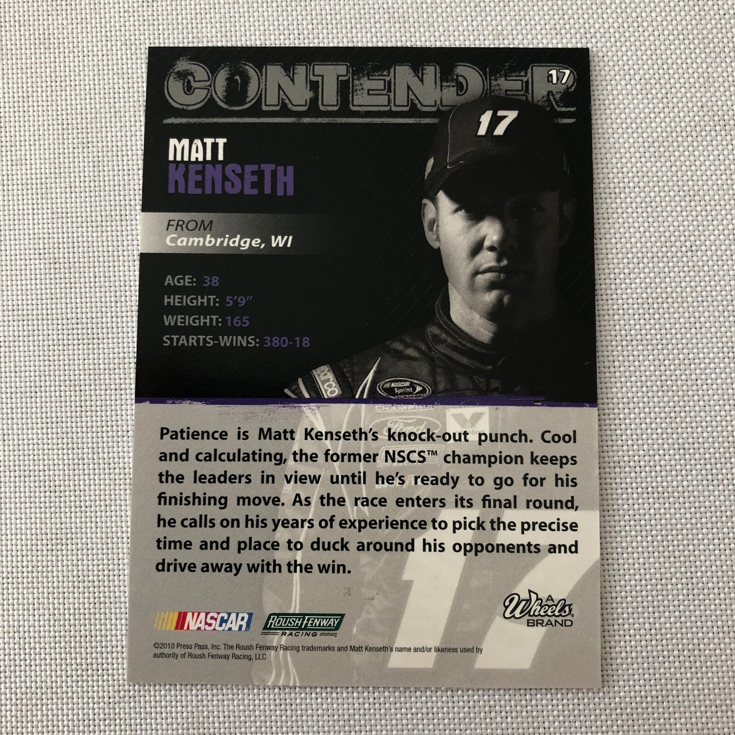 2010 Wheels Main Event Purple Parallel Nascar # 25/25 Matt Kenseth Racing