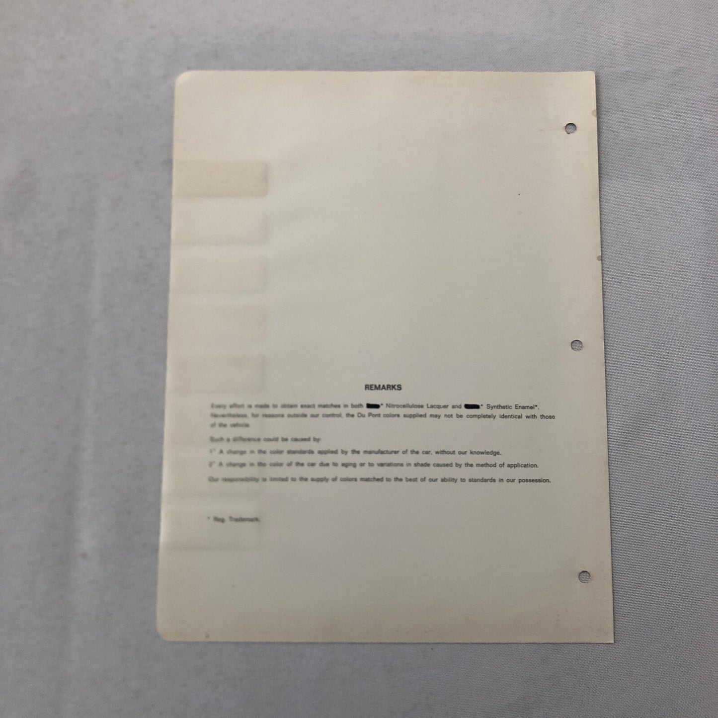 1965 BMW Car Dupont Paint Chip Color Sample Sheet