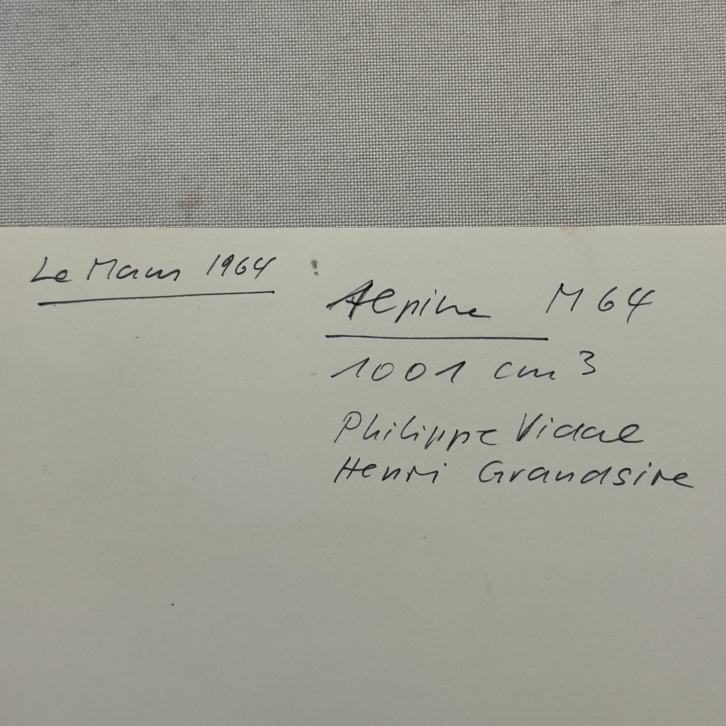 1964 LeMans Alpine M64 Philippe Vidal Henri Grandsire Racing Photo Photograph