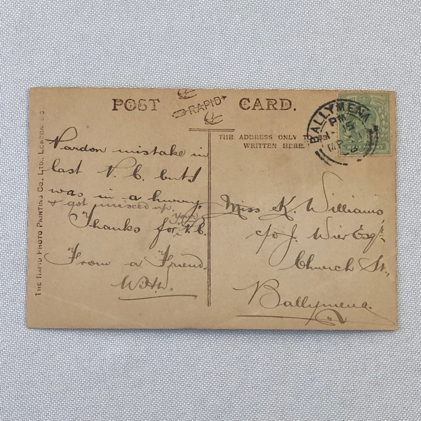 Antique Postcard Post Card Alice Crawford RPPC Real Photo ?