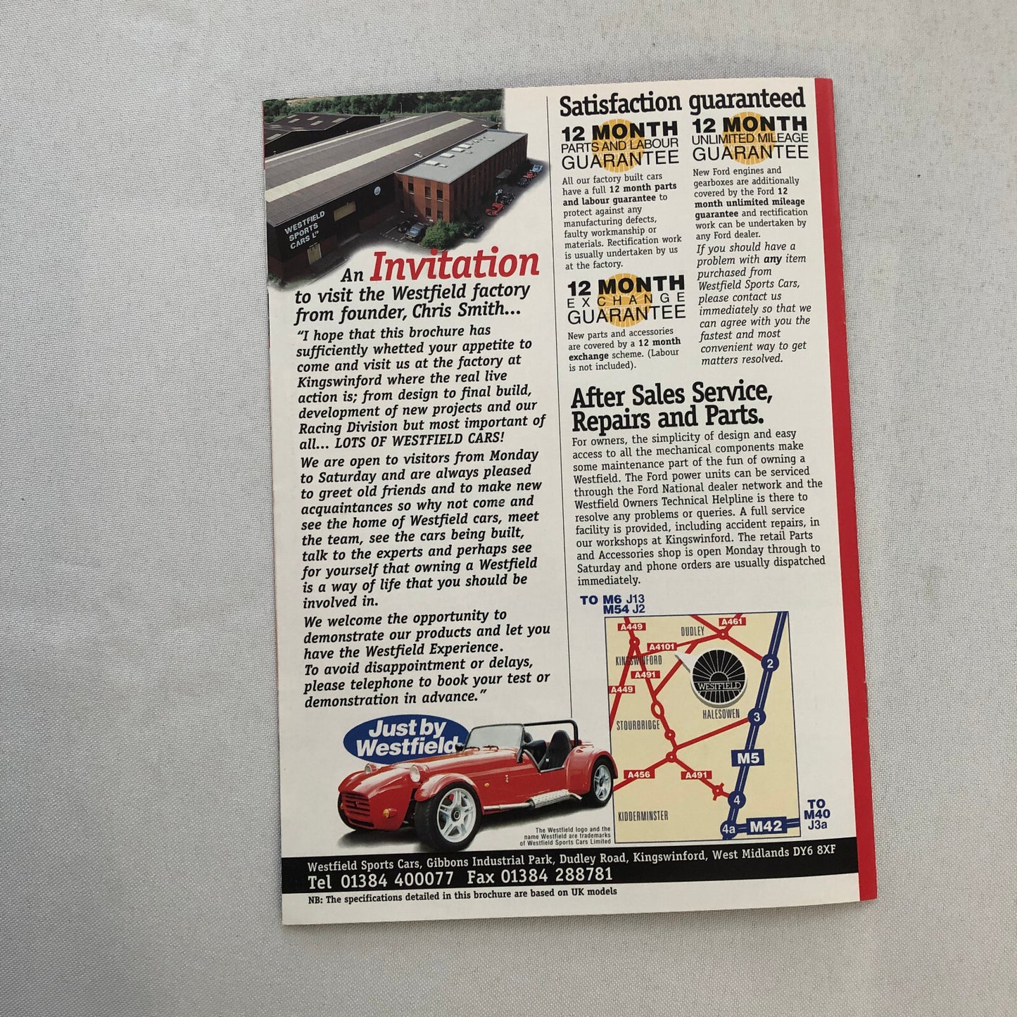 Westfield Kit Car Sports Cars Sales Brochure Catalog 1600 1800 SEiGHT