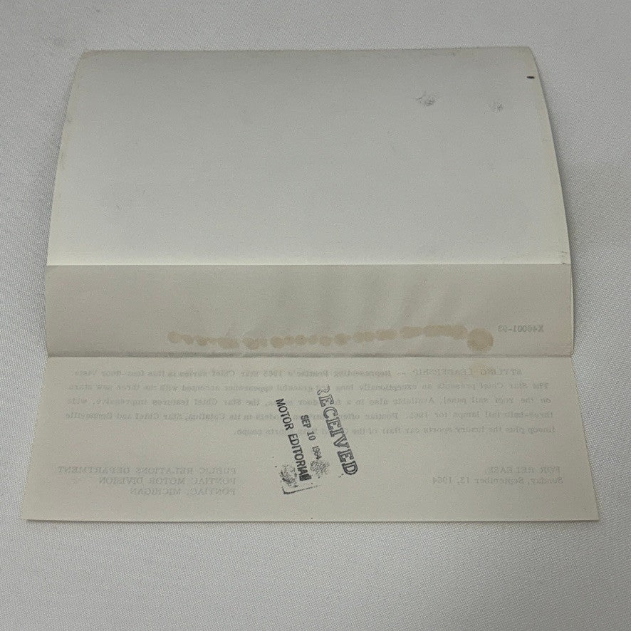 Vintage 1965 Pontiac Star Chief Car Factory Press Photo Photograph Print