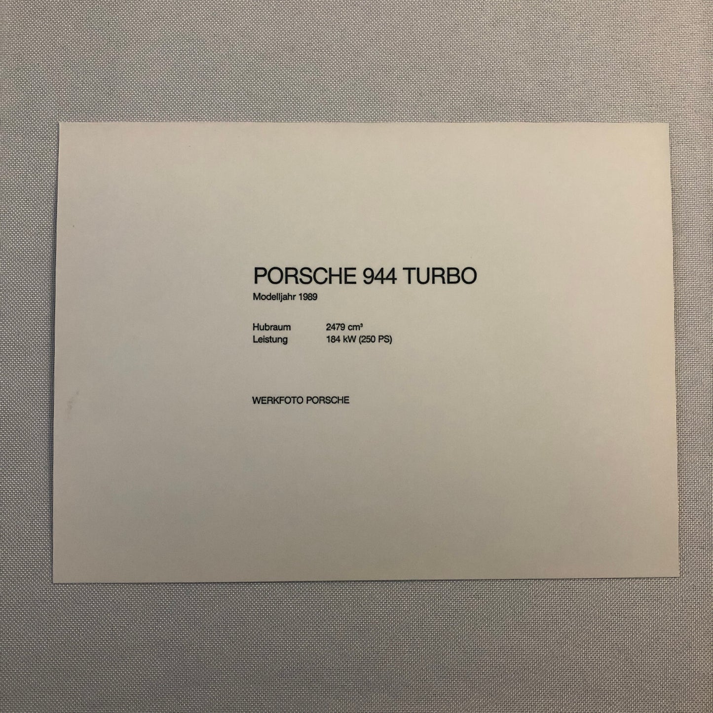 1989 Porsche 944 Turbo Factory Press Photo Photograph Werkfoto