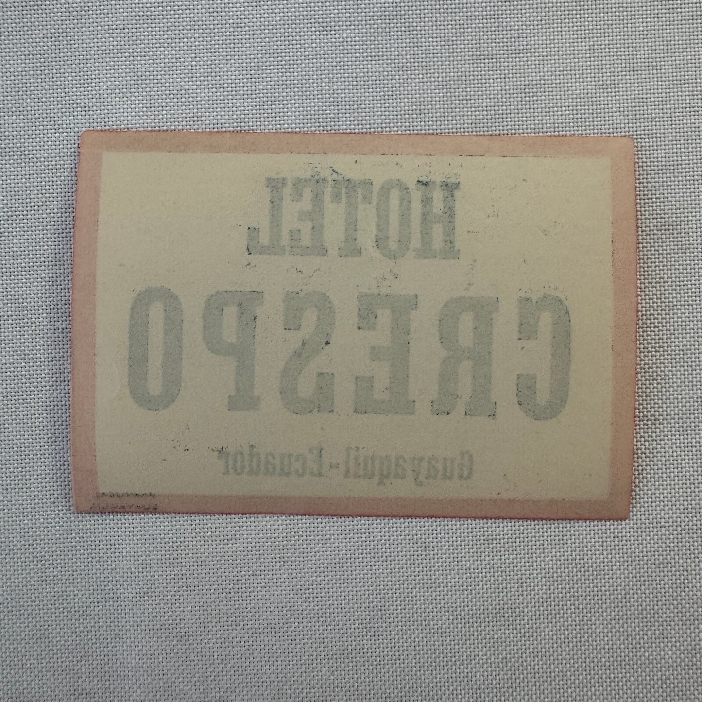 Vintage Hotel Travel Label Hotel Crespo Guayaquil Ecaudor