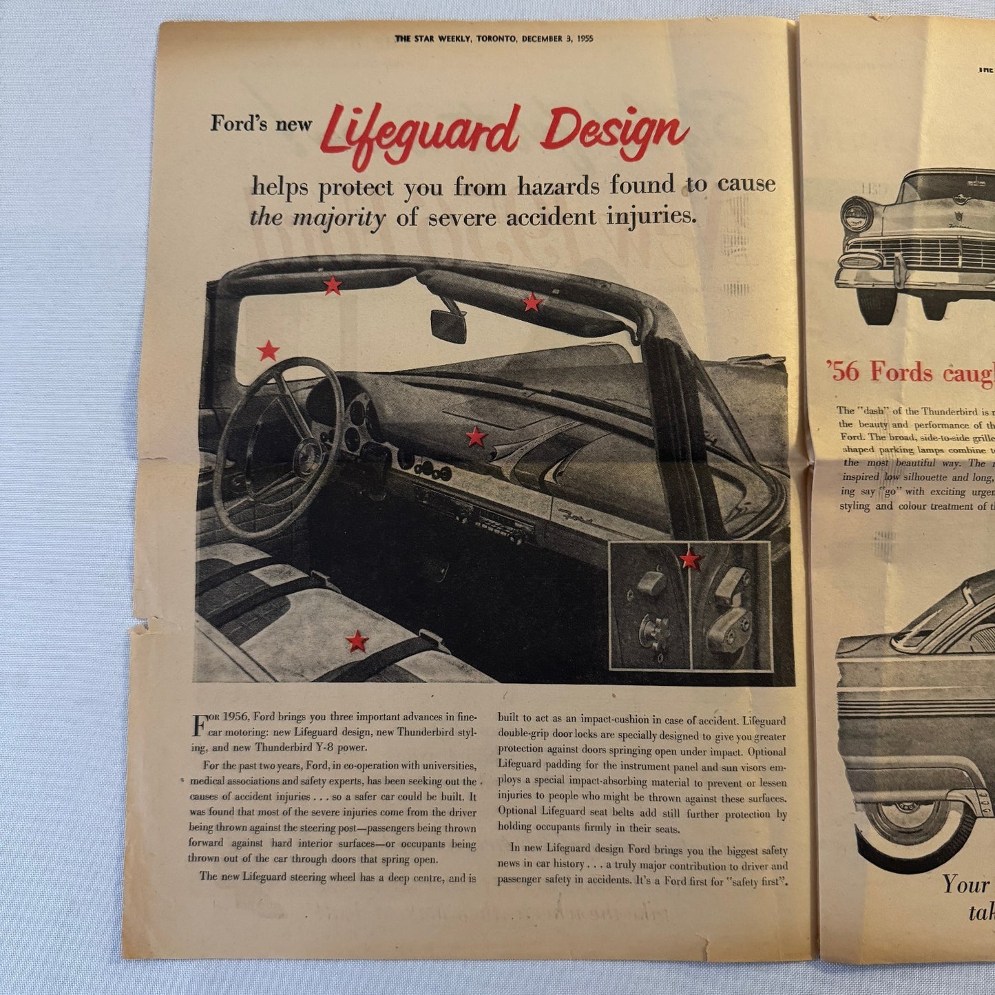 1956 Ford Car Sales Brochure Newspaper Crown Victoria Thunderbird Tudor Wagon +