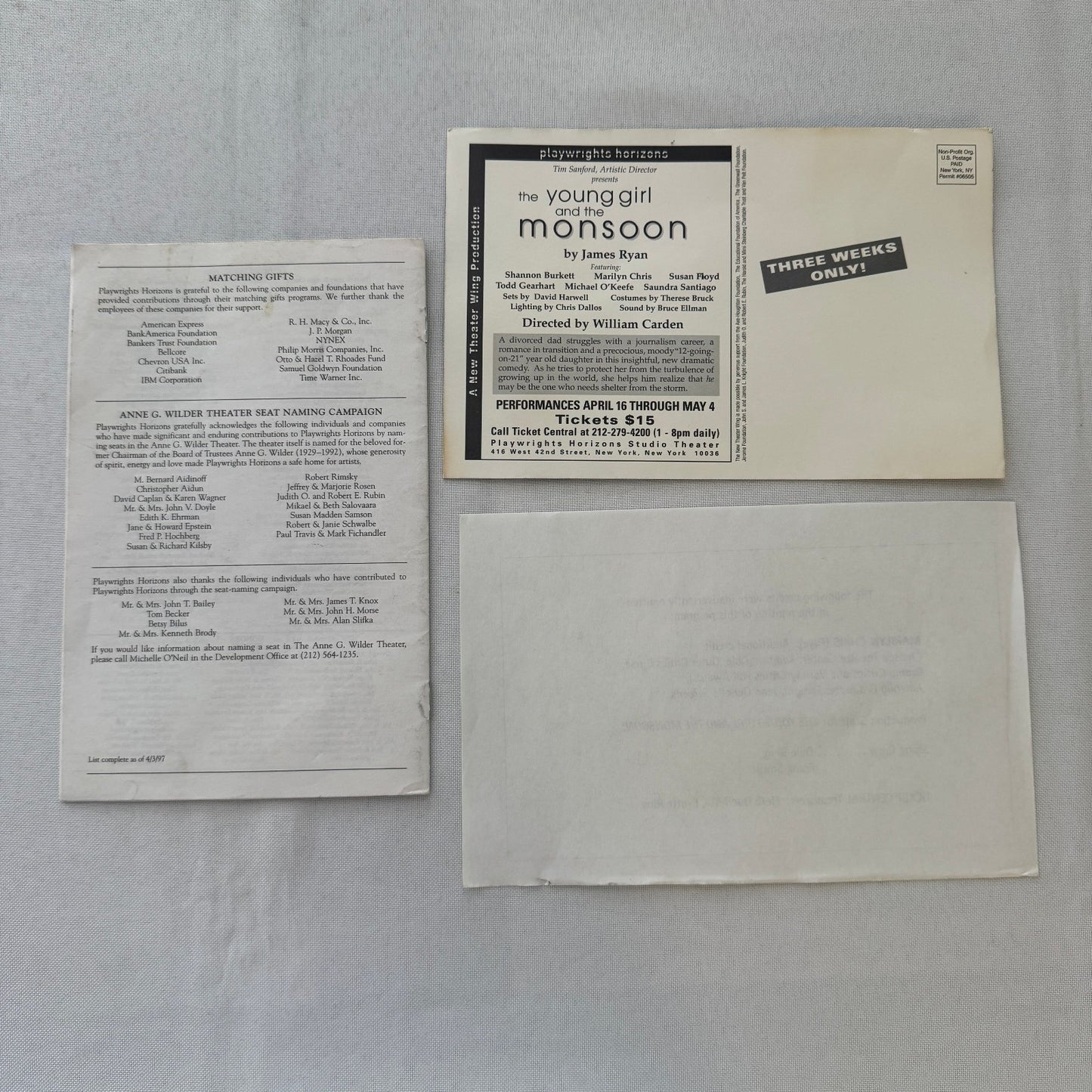 The Young Girl and the Monsoon Cast Signed Program Playbill 5x Signatures