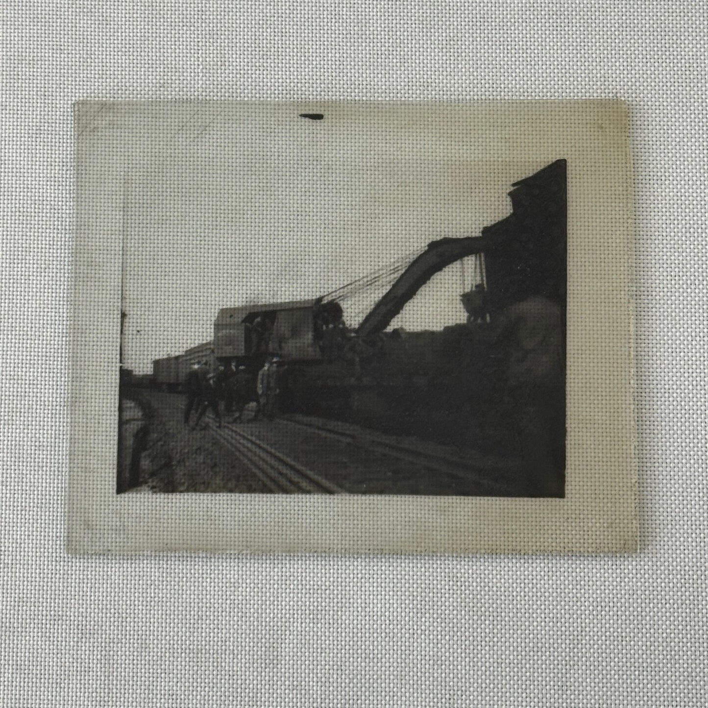 Antique Glass Plate Lantern Slide Photo Train with Crane