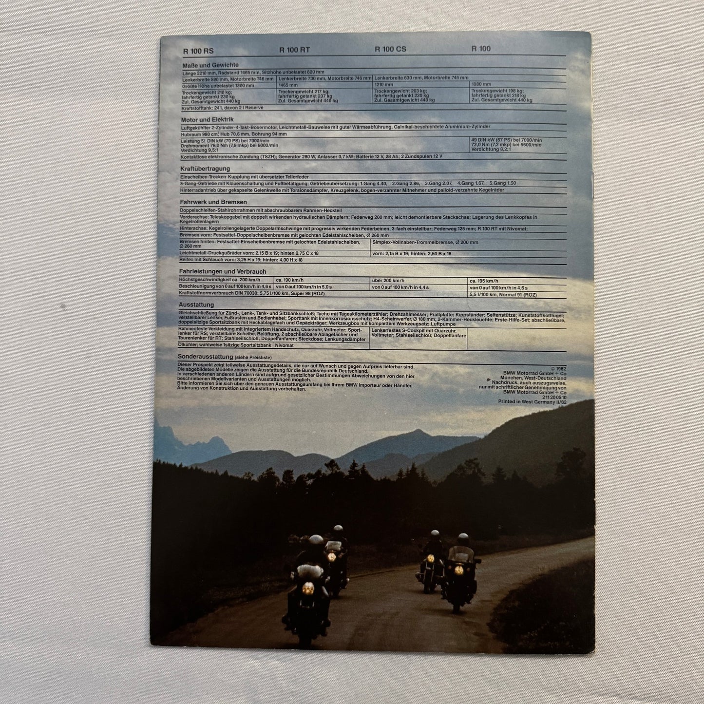 Vintage BMW Motorcycle Bike Sales Brochure R100 RS RT CS GERMAN R100RS R100RT