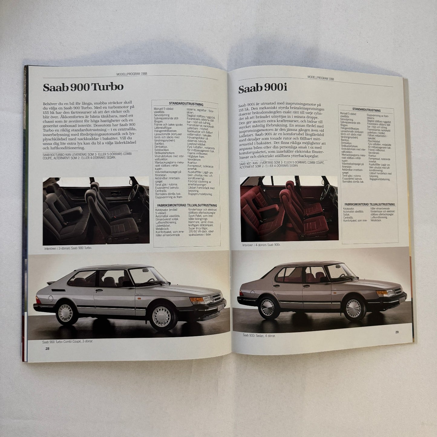 Vintage Saab 900 Car Sales Brochure Catalog 900 Turbo 900i 900C Car SWEDISH Text