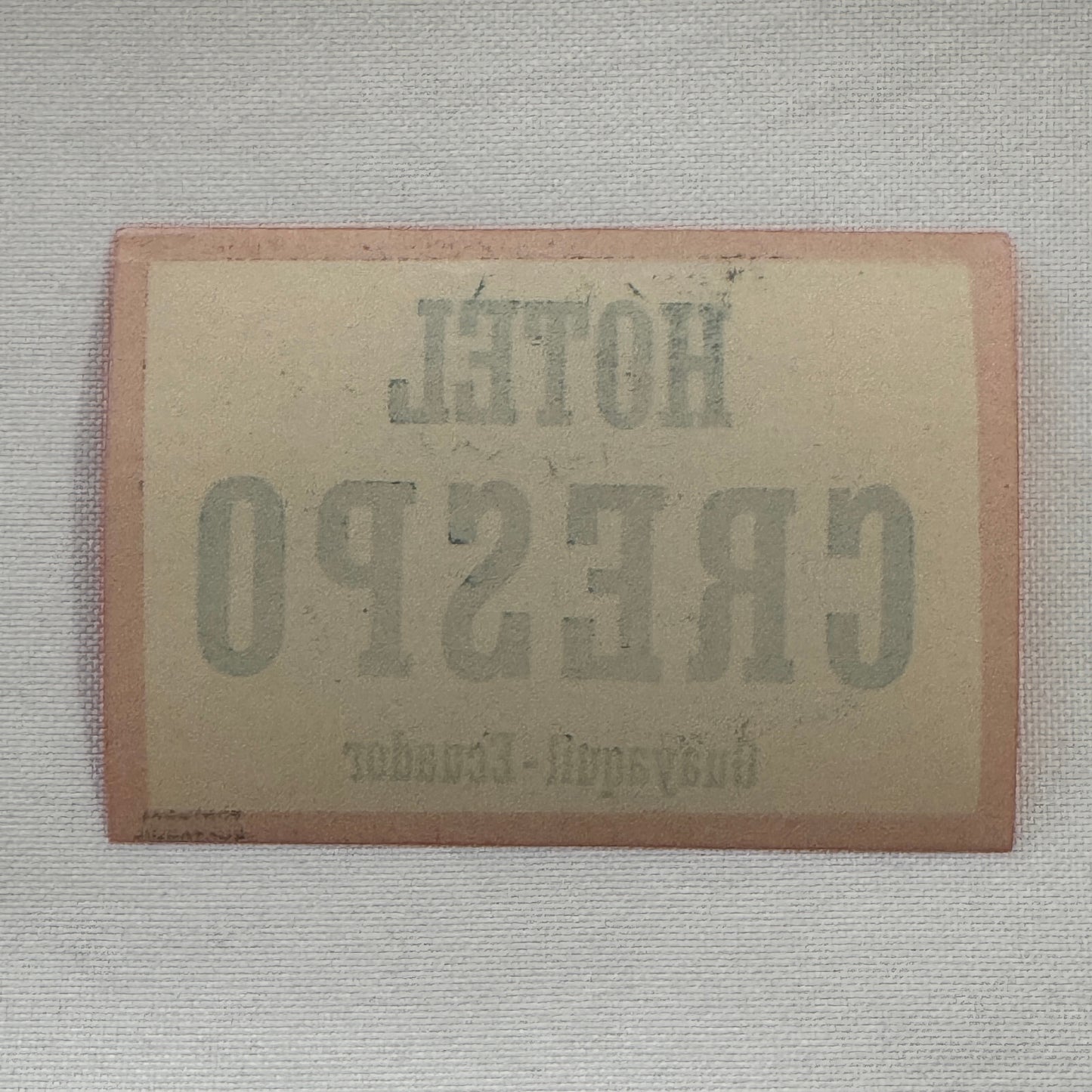 Vintage Travel Luggage Label Hotel Crespo Guayaquil Equador