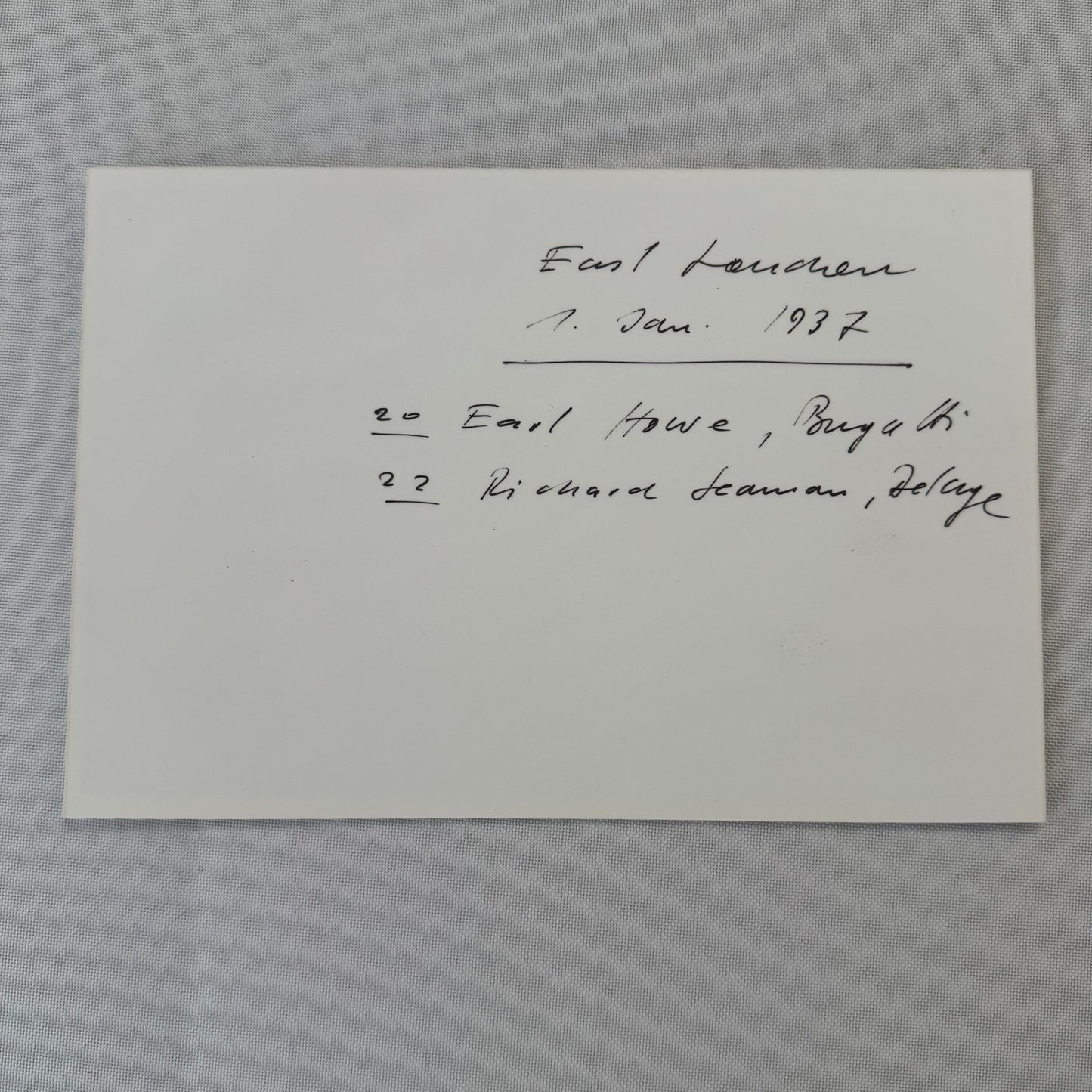 Racing Photograph 1937 Richard Seaman Delage Earl Howe Bugatti Photo Photograph