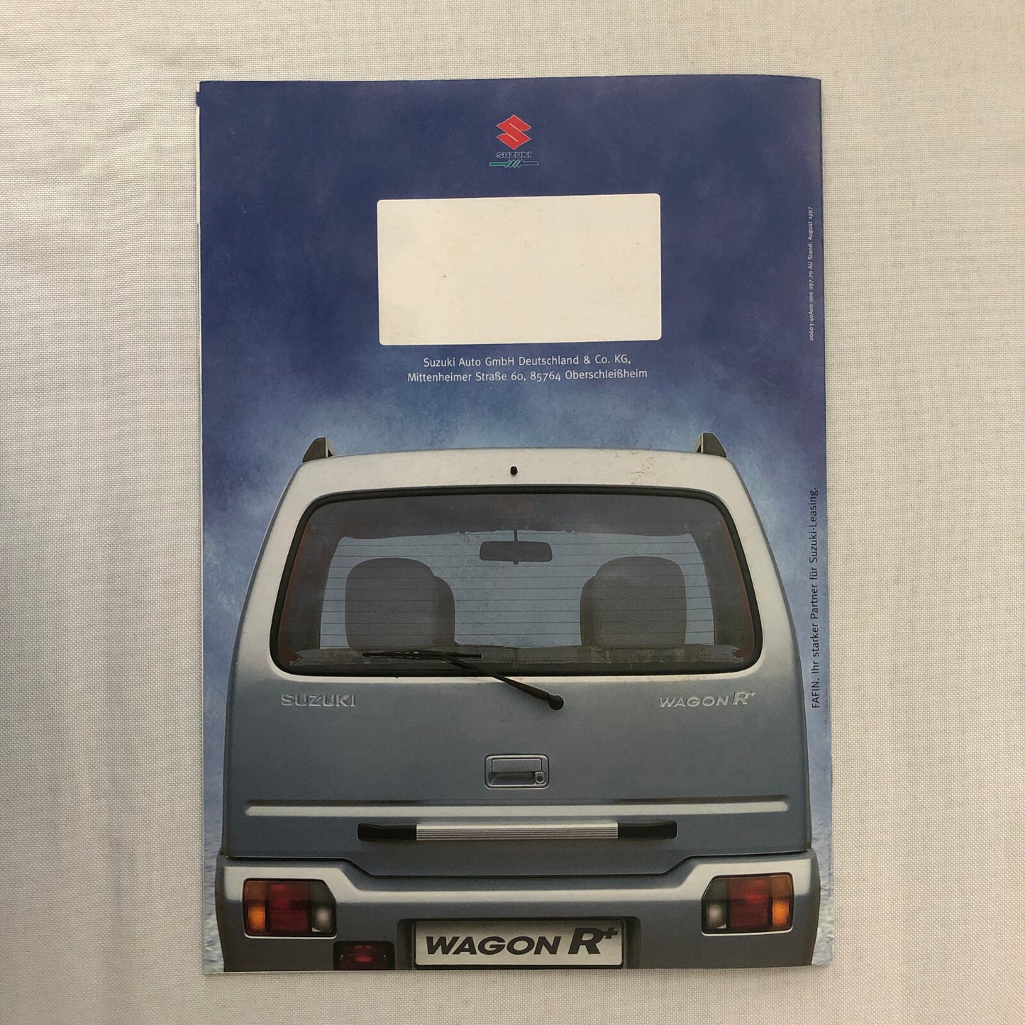 Suzuki Wagon R Car Sales Brochure Catalog GERMAN TEXT European Market