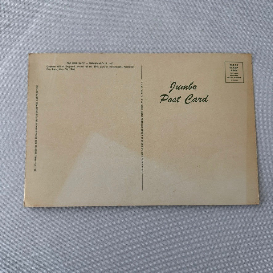 Vintage Indy Racing Postcard Graham Hill Indianapolis 500 Driver Motorsport