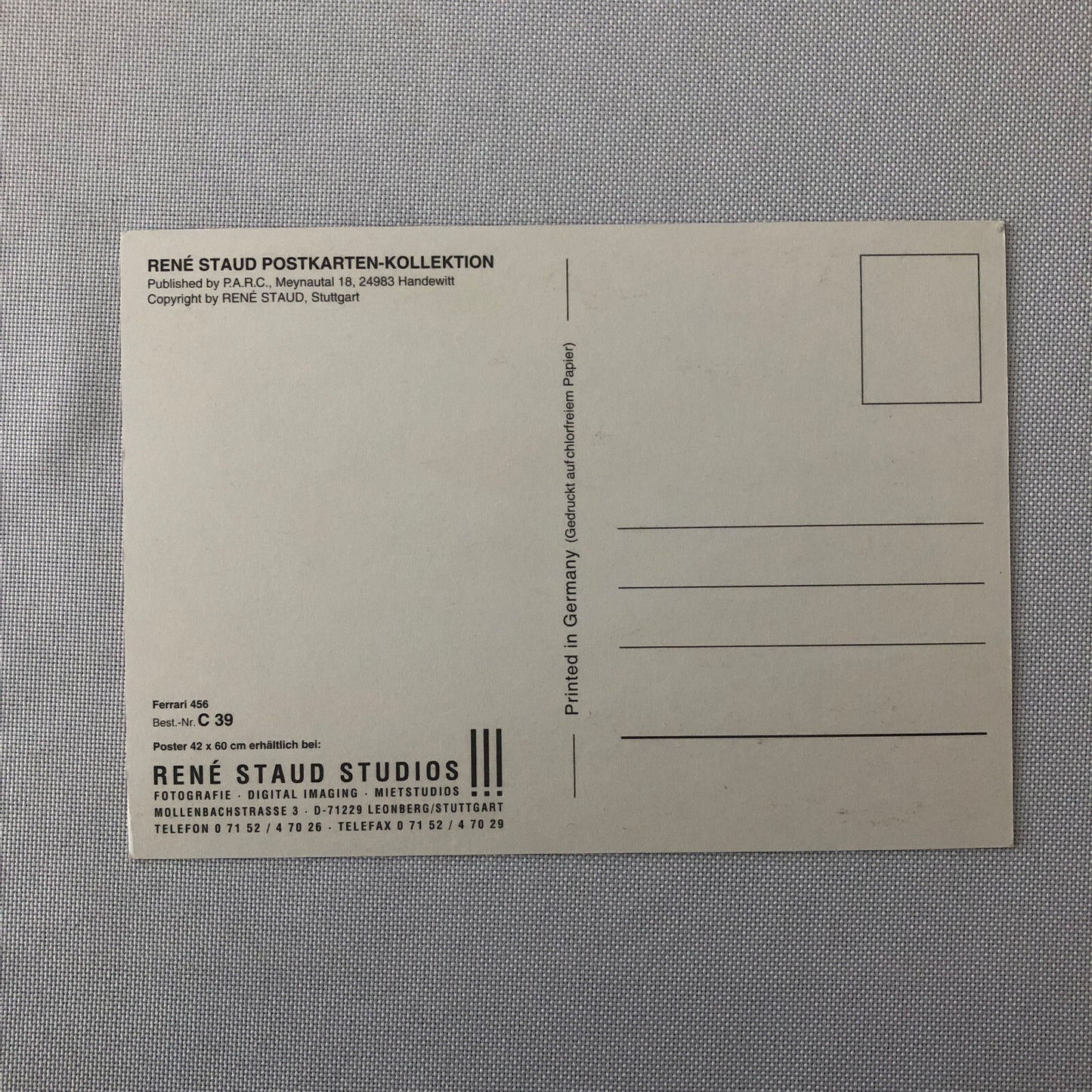 Ferrari 456 Rene Staud Postcard Post Card Sports Car
