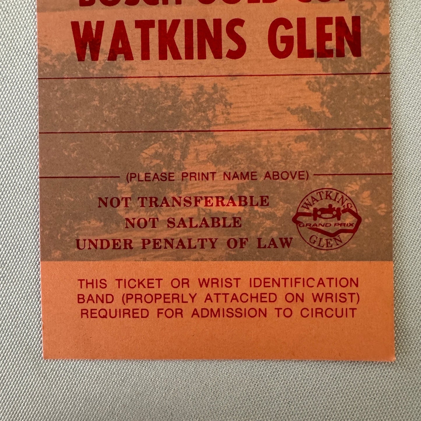 1978 Watkins Glen Racing Ticket Bosch Gold Cup Citicorp CanAM Race Toyota