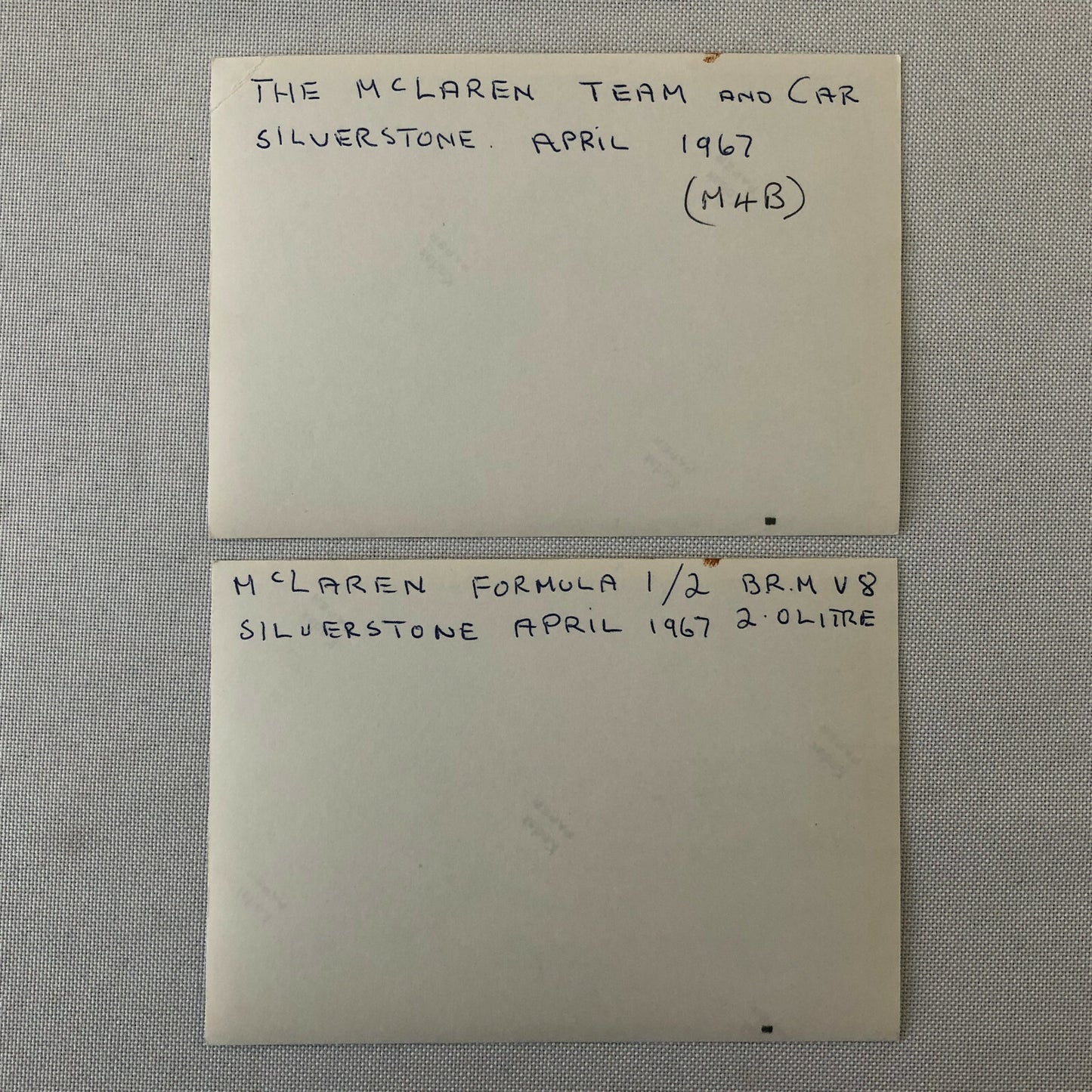 Vintage Racing Car Photo Photograph Lot of 2 - McLaren Car at Silverstone 1967