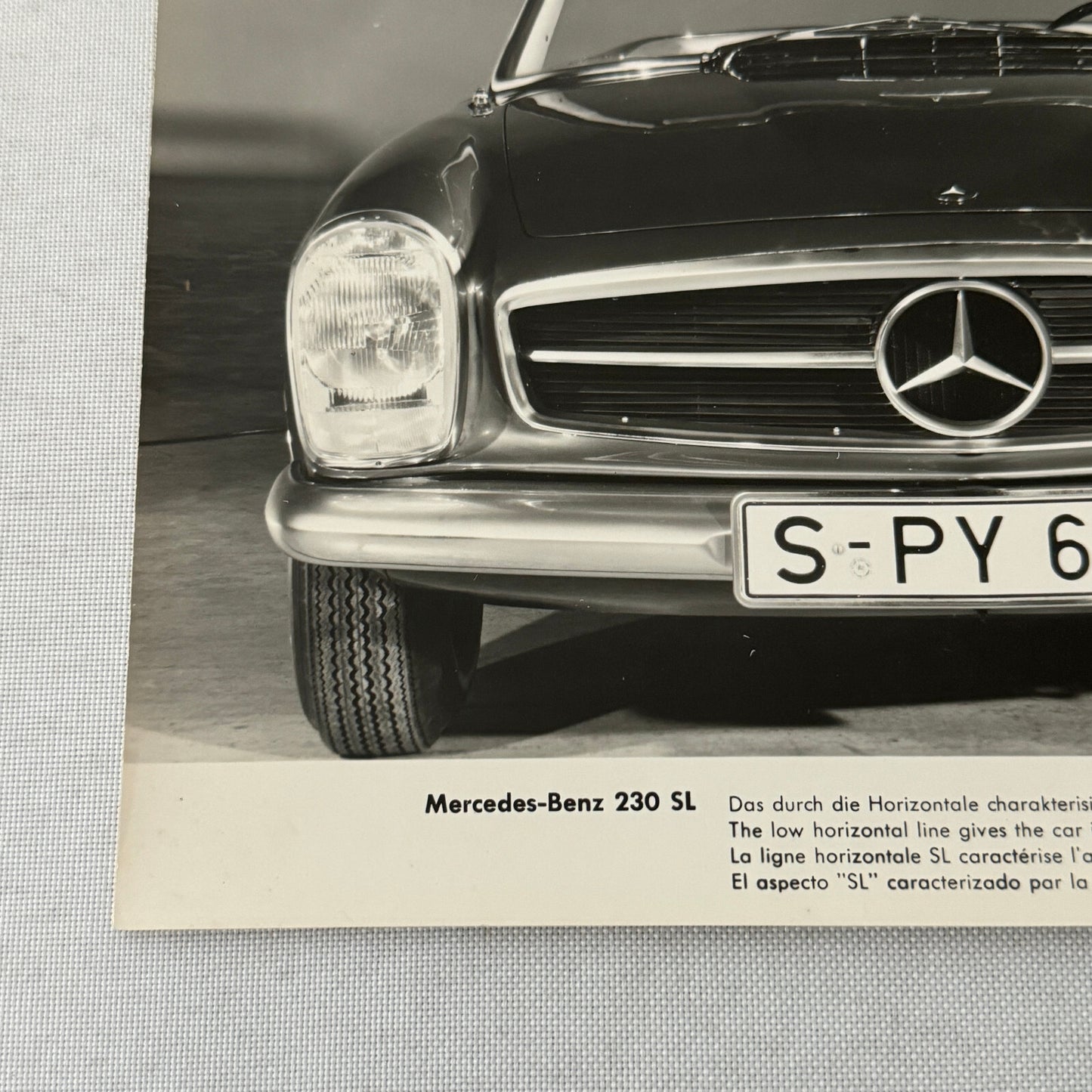 Vintage Mercedes Benz 230 SL Roadster Convertible Factory Press Photo Photograph