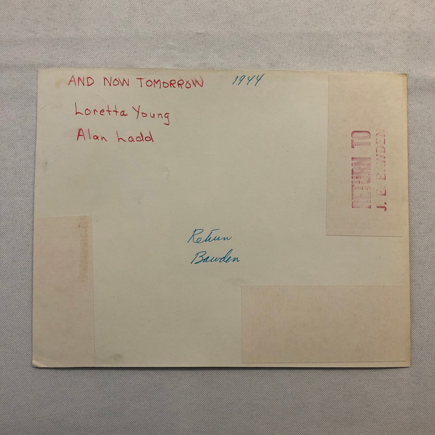 And Now Tomorrow Movie Film Photo Photograph Loretta Young Alan Ladd Vintage