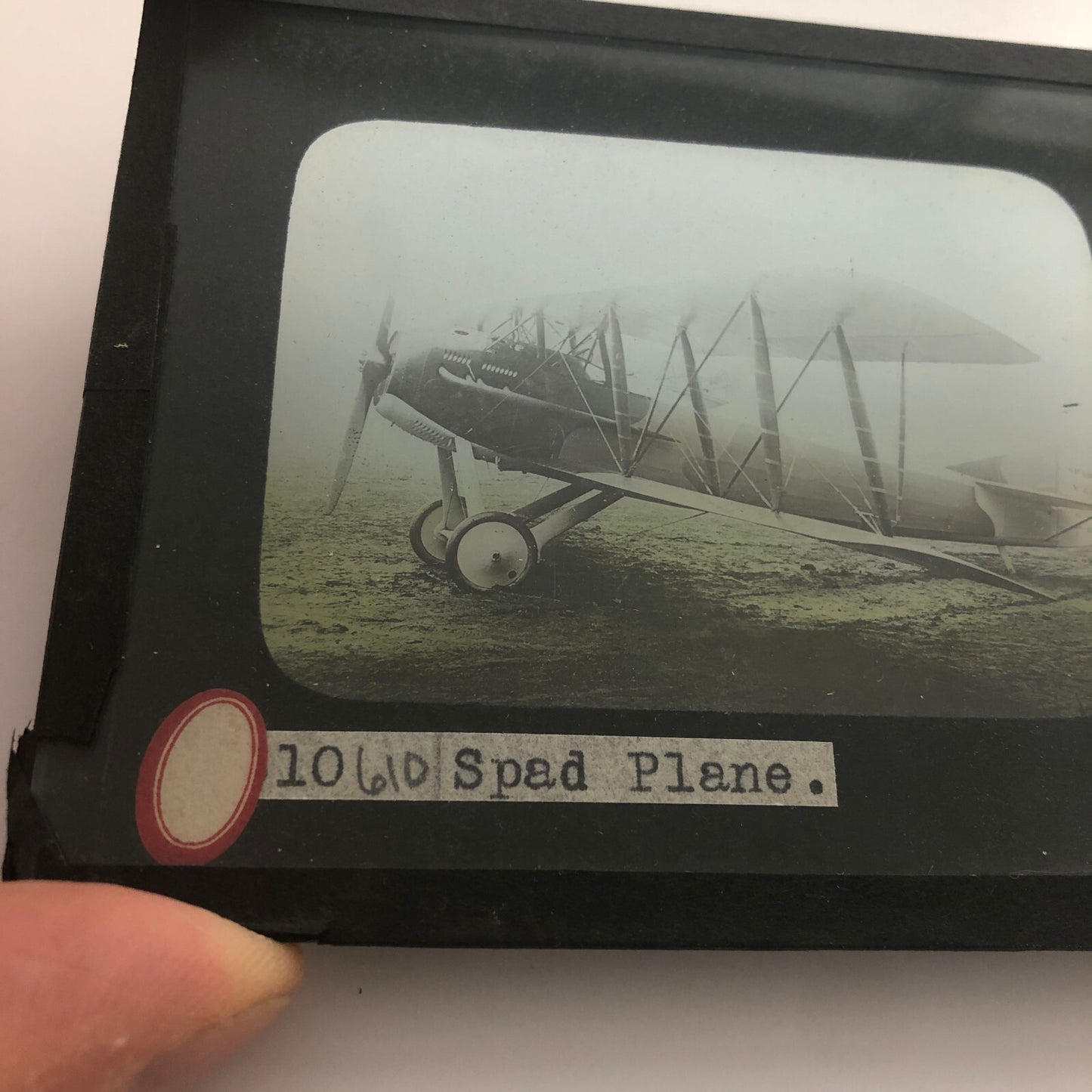 Antique Glass Plate Lantern Slide Early Airplane Aircraft Plane SPAD